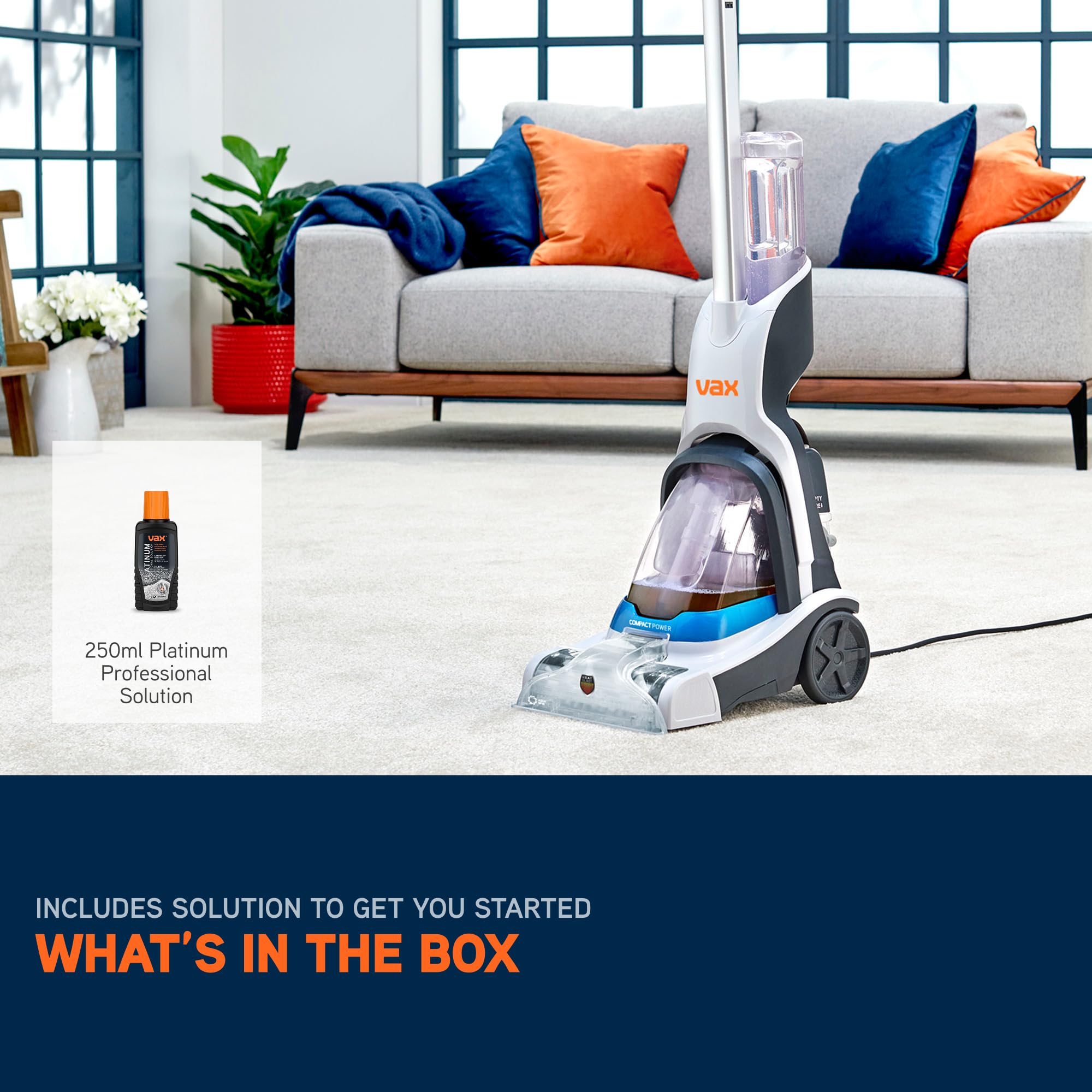 Vax Compact Power Upright Carpet Cleaner Machine - Aquaspin Brushbar | 5.7kg 9