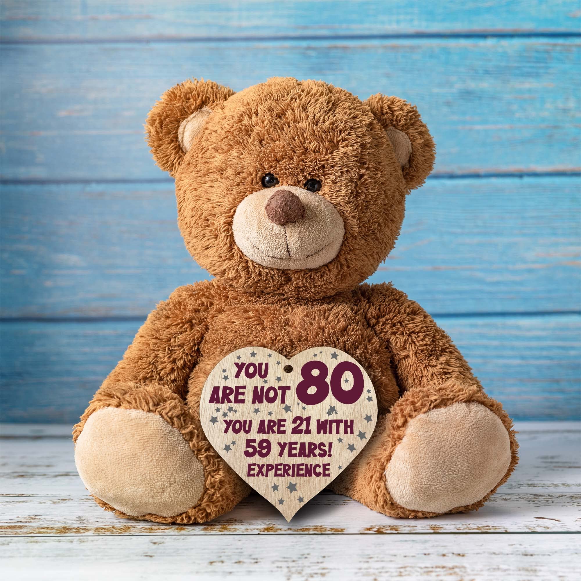 Stuff4 80th Birthday Wooden Heart Plaque Keepsake | Light Wood Sign | Gift for Women Men 4
