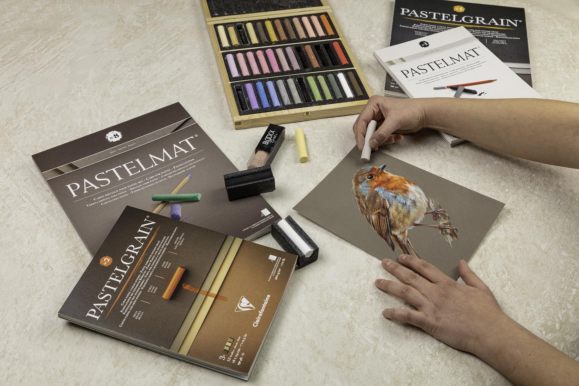 Clairefontaine Pastelmat Glued Pad - 12 Sheets for Dry & Wet Pastel Techniques | 18x24 cm | 280g 6