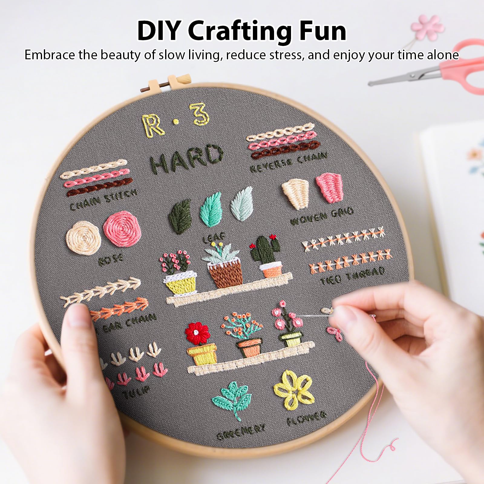 VynyQoo 4pcs Embroidery Kits for Beginners - Learn 40 Stitches | Includes Video Tutorial 5