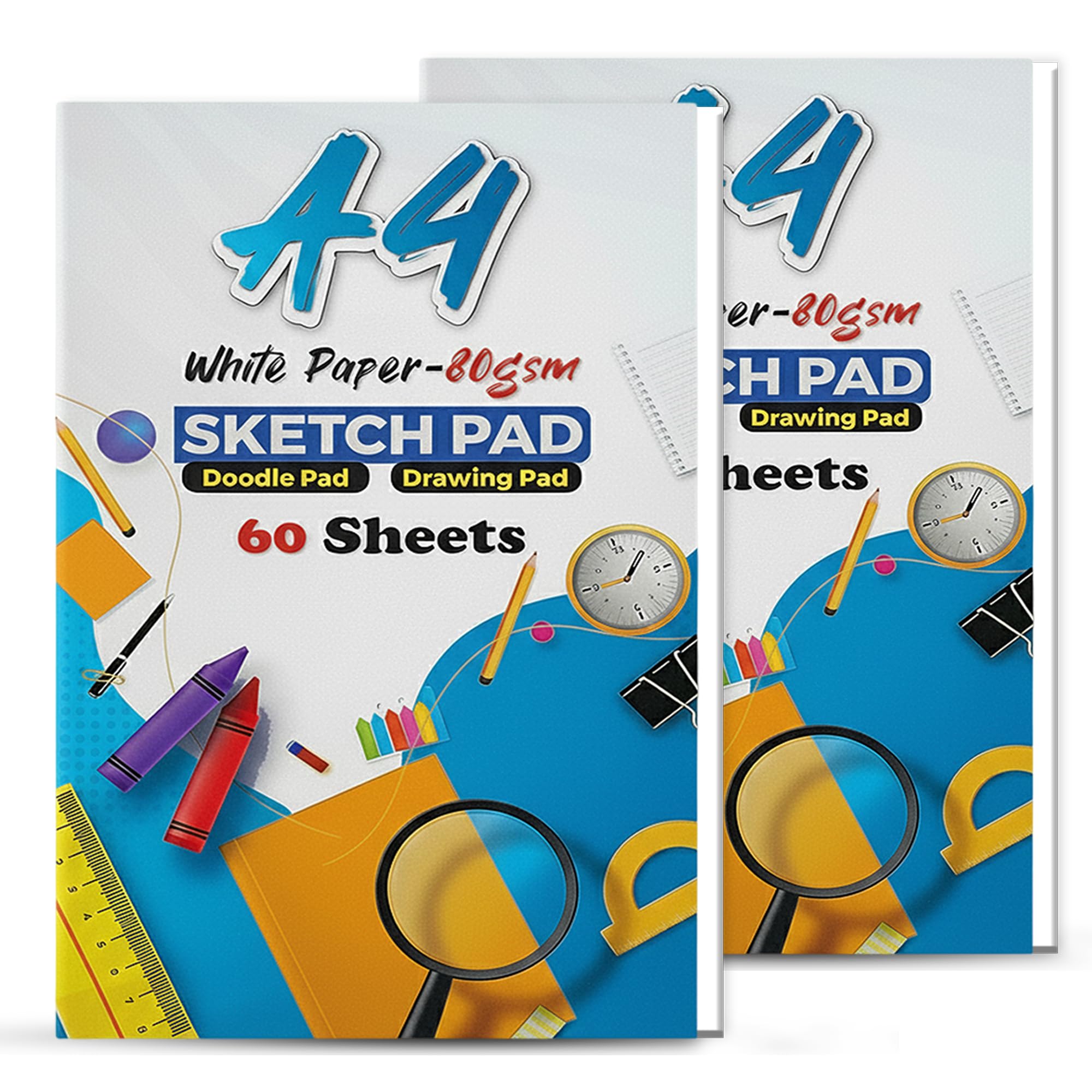 G4GADGET A4 Sketch Book 2 Pack - Premium White Acid-Free Pages | Glue Bound for Easy Tear Out 1