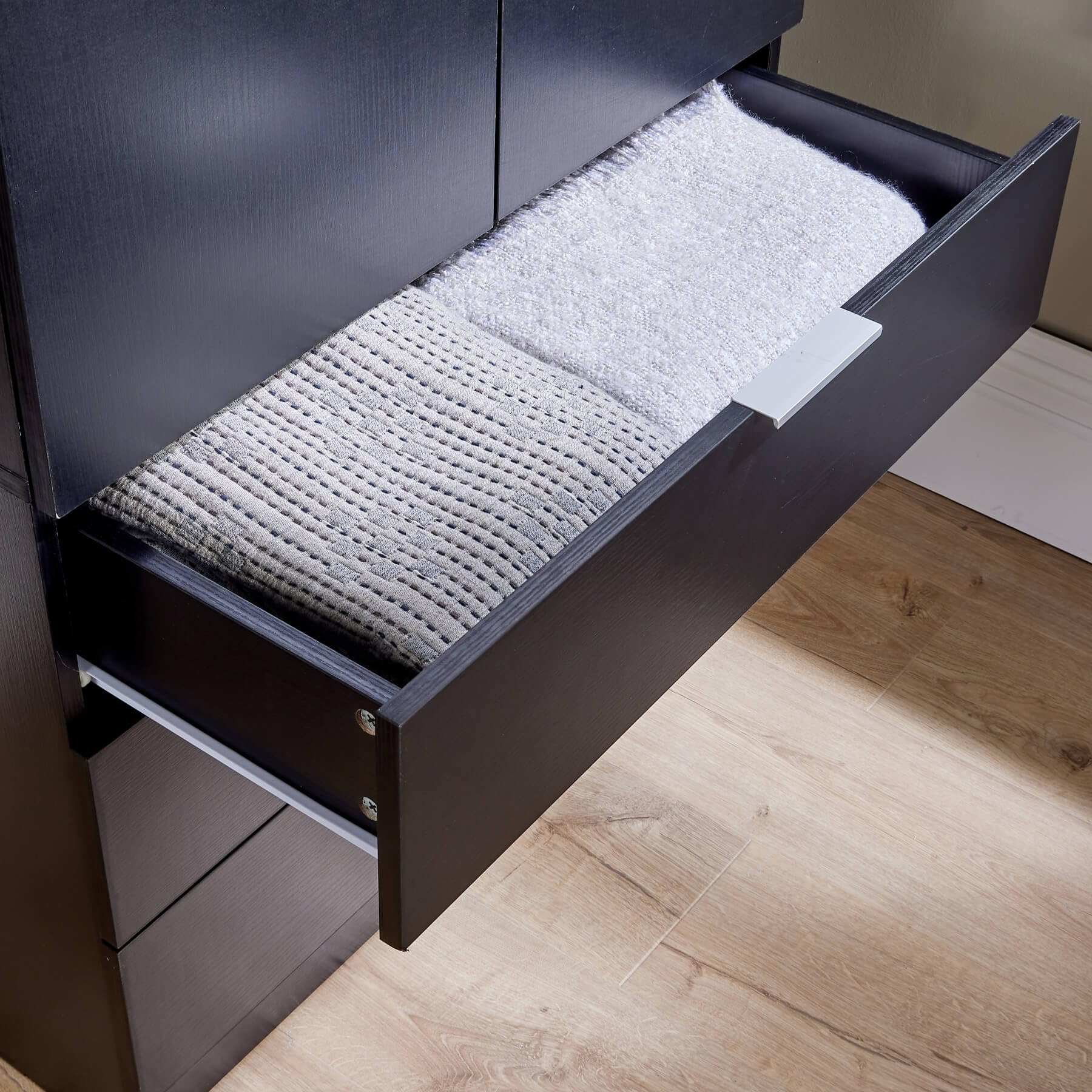 Home Source Phoenix Wardrobe - 2 Doors, 3 Drawers | Black | 181cm H x 75cm W x 50cm D 5