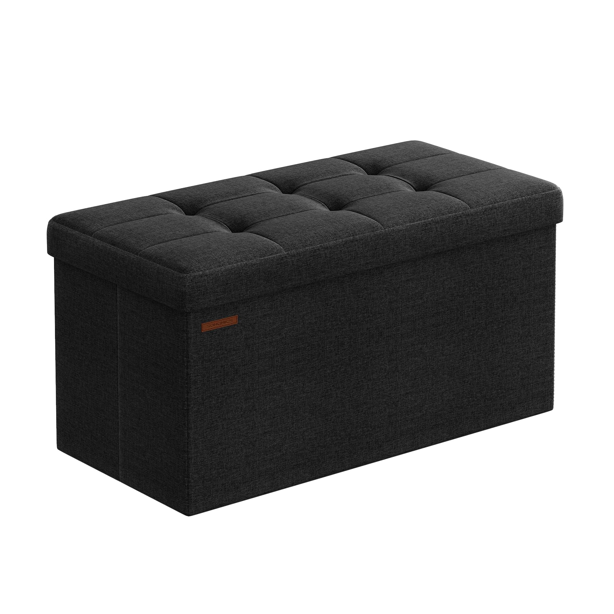 SONGMICS MAZIE Storage Ottoman Bench - 76 cm Folding Foot Rest | 89L Capacity | Ink Black 1