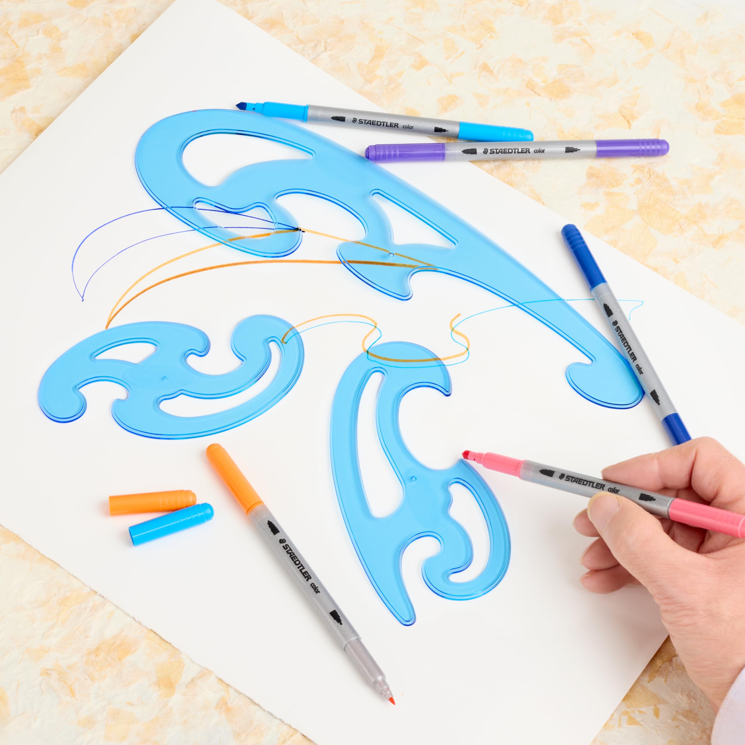STAEDTLER Mars French Curve Template Set (3 Assorted) | Transparent Blue Plastic 4