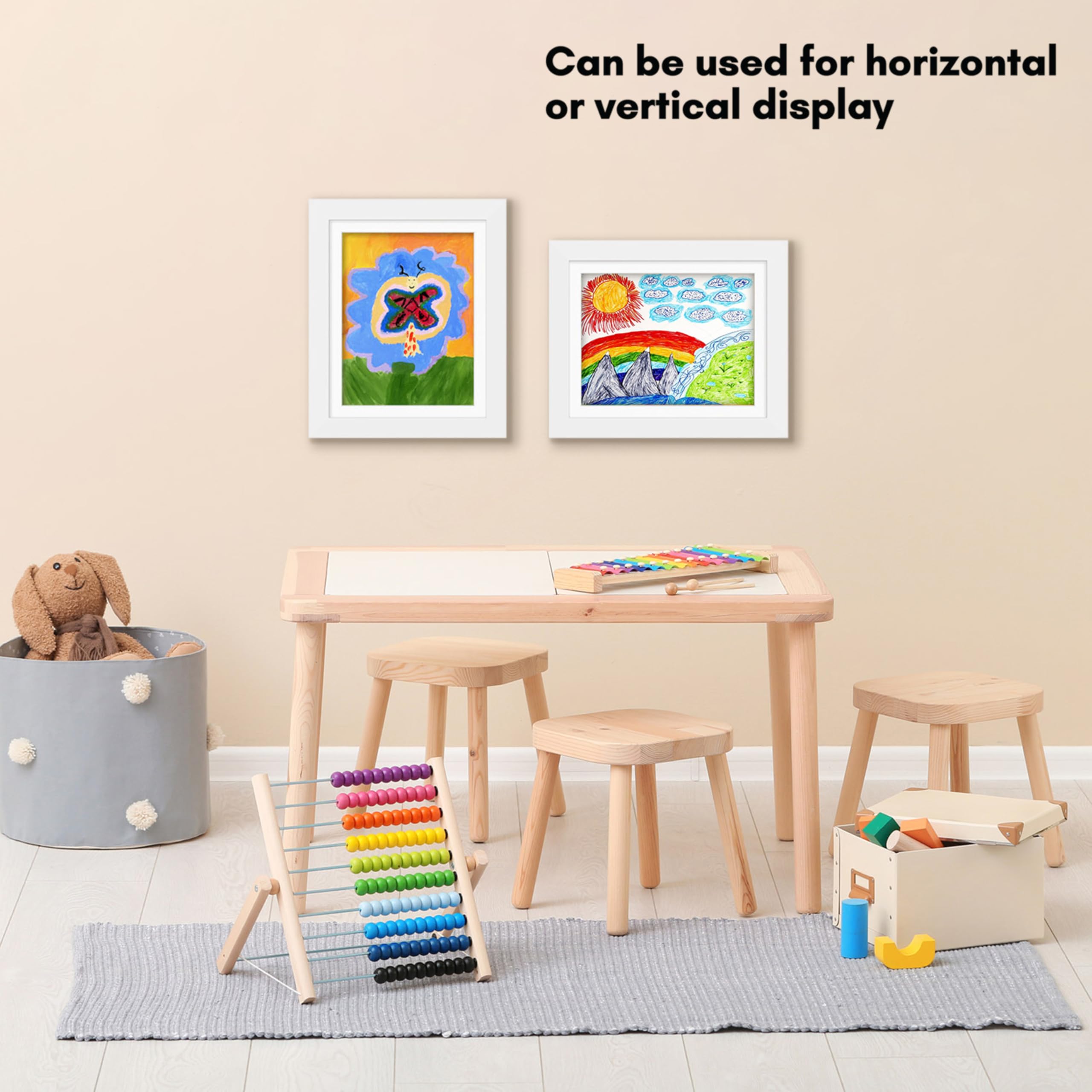 Americanflat A4 Kids Artwork Display Frame in White - Front-Loading, Holds 100 Pieces | 25.5x32 cm 7
