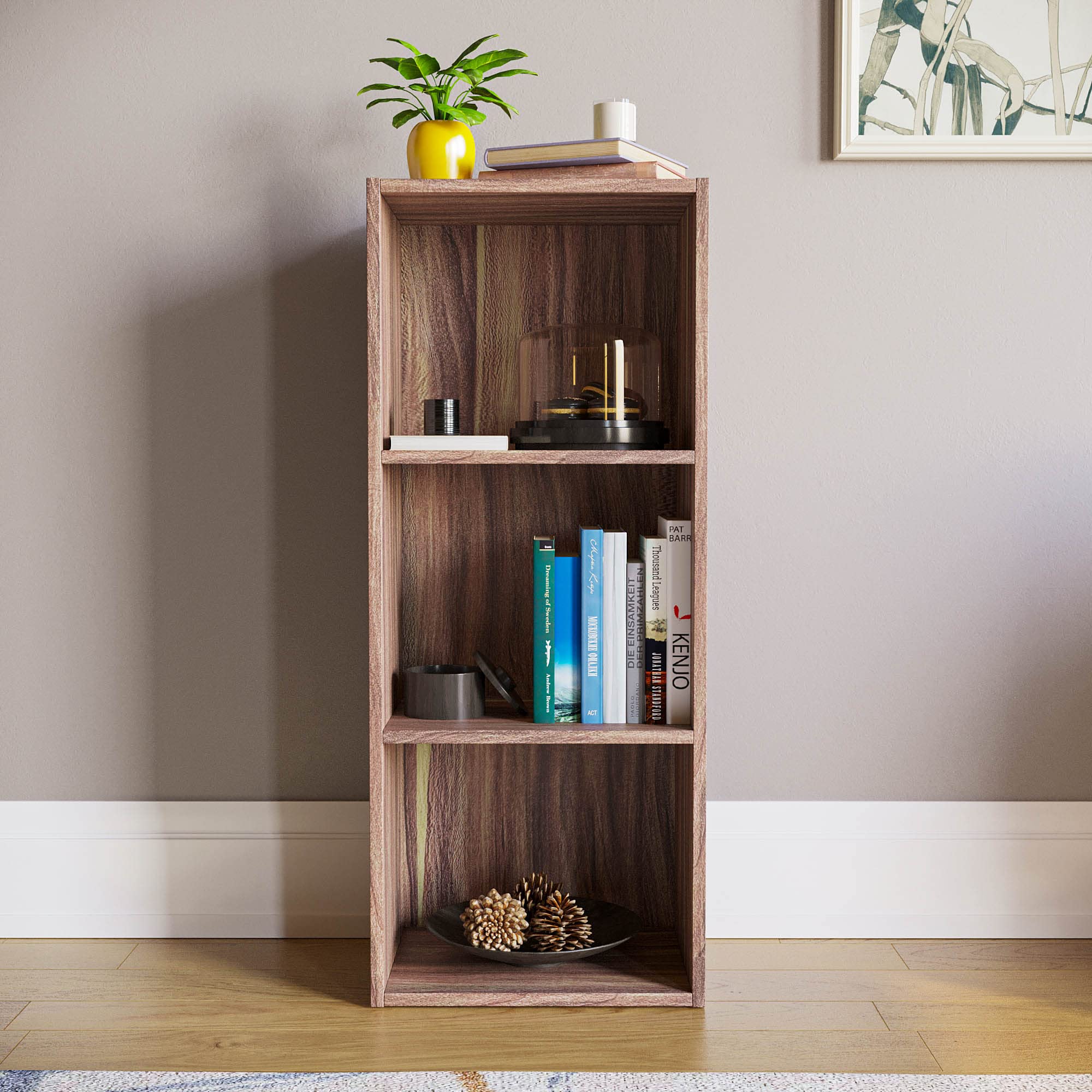 Vida Designs Oxford 3 Tier Cube Bookcase - Walnut Wood Finish | H 80 x W 32 x D 24 cm 2