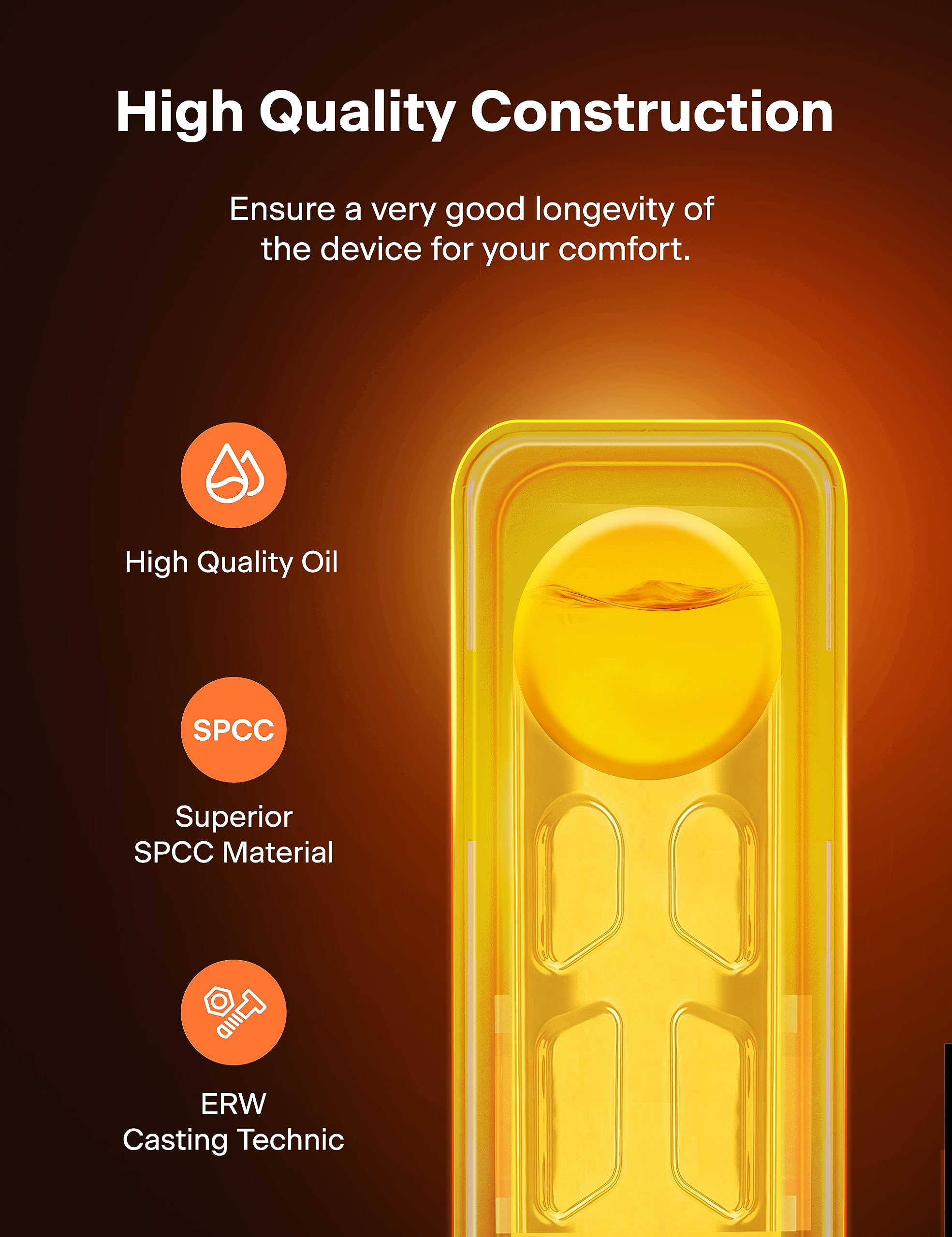 Pelonis PHOENIX 13M Oil Filled Radiator 2500W Silent Space Heater | 13 Fin | Thermostatic Control 8