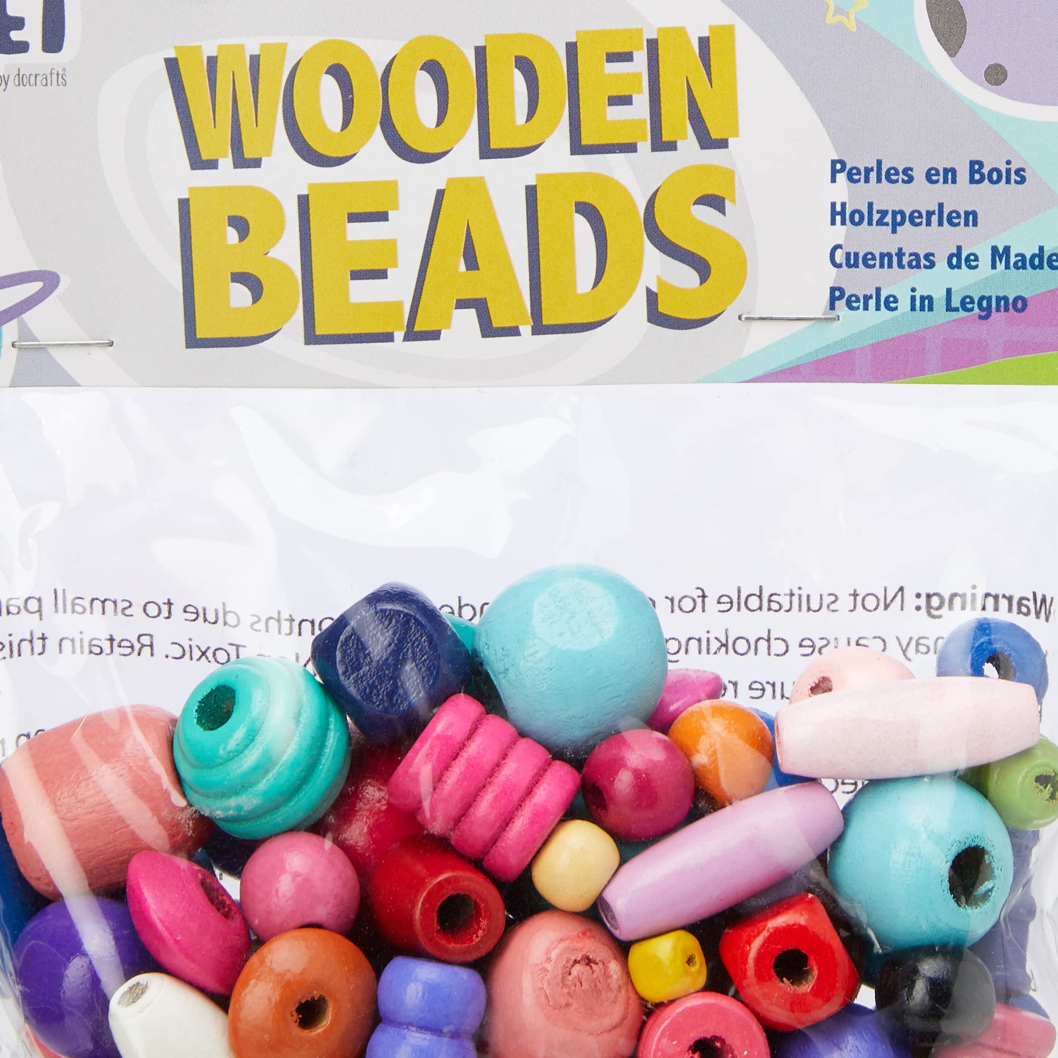 Craft Planet 100g Wooden Beads Assortment - Multi-Colour | Non-Toxic | UK Designed 4