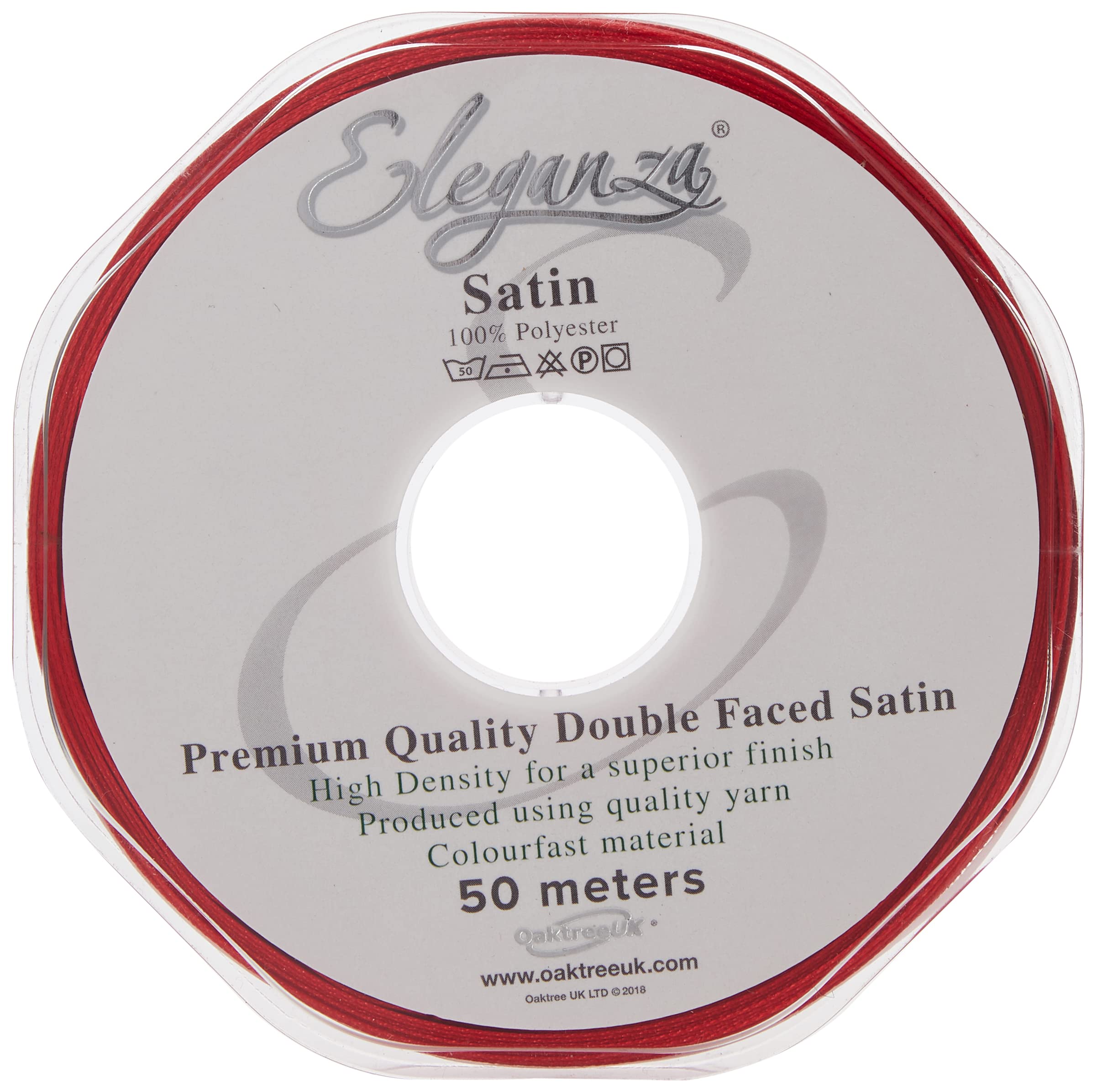 OakTree ELEGANZA Double Faced Satin Ribbon - 3mm x 50m Red No.16 | Gift Wrapping 2