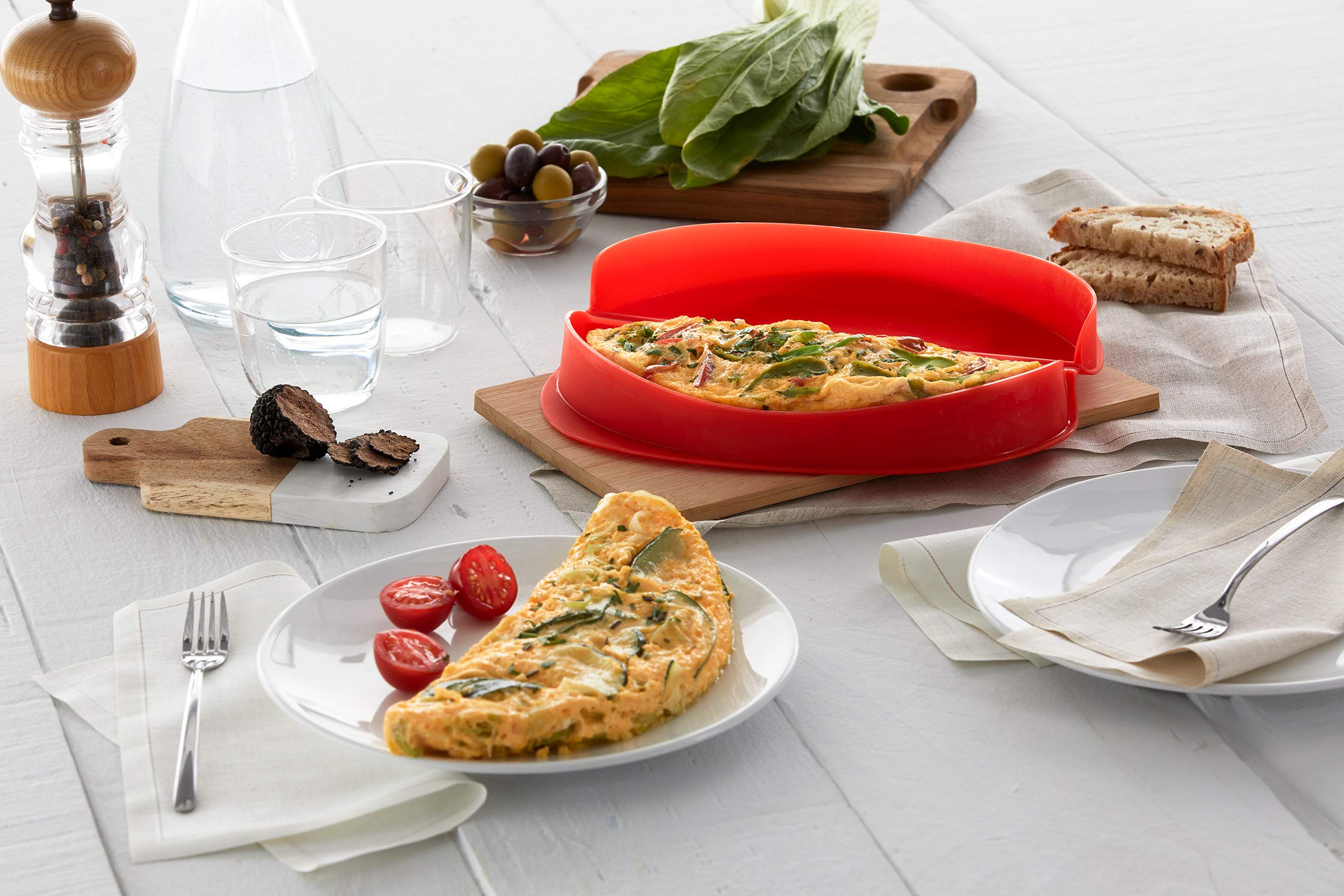 Lékué Microwave Omelette Maker - Fast Fluffy Omelettes | Pack of 2 | Platinum Silicone 8