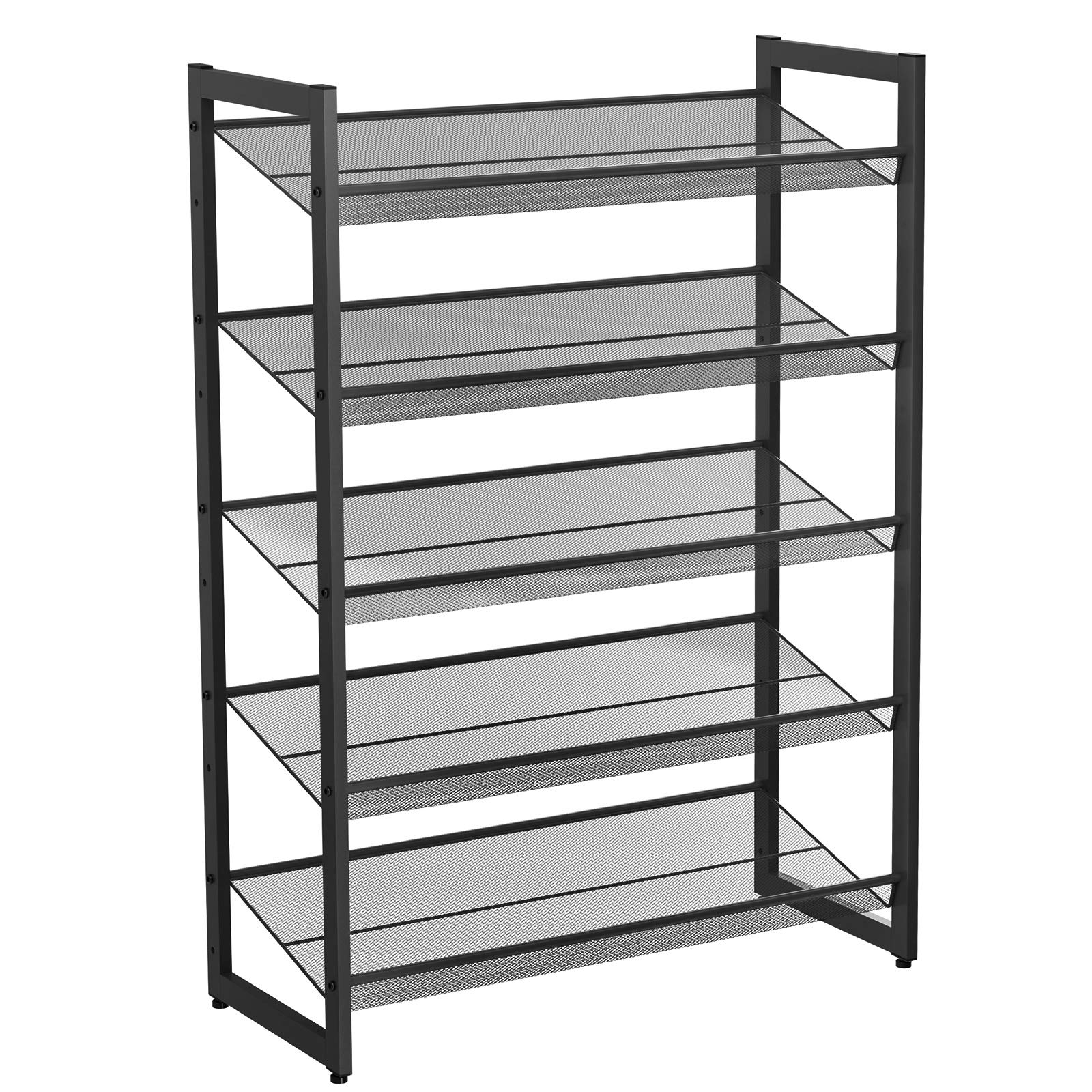 SONGMICS 5-Tier Stackable Shoe Storage Shelf - Metal Frame | Holds 15-20 Pairs | Black