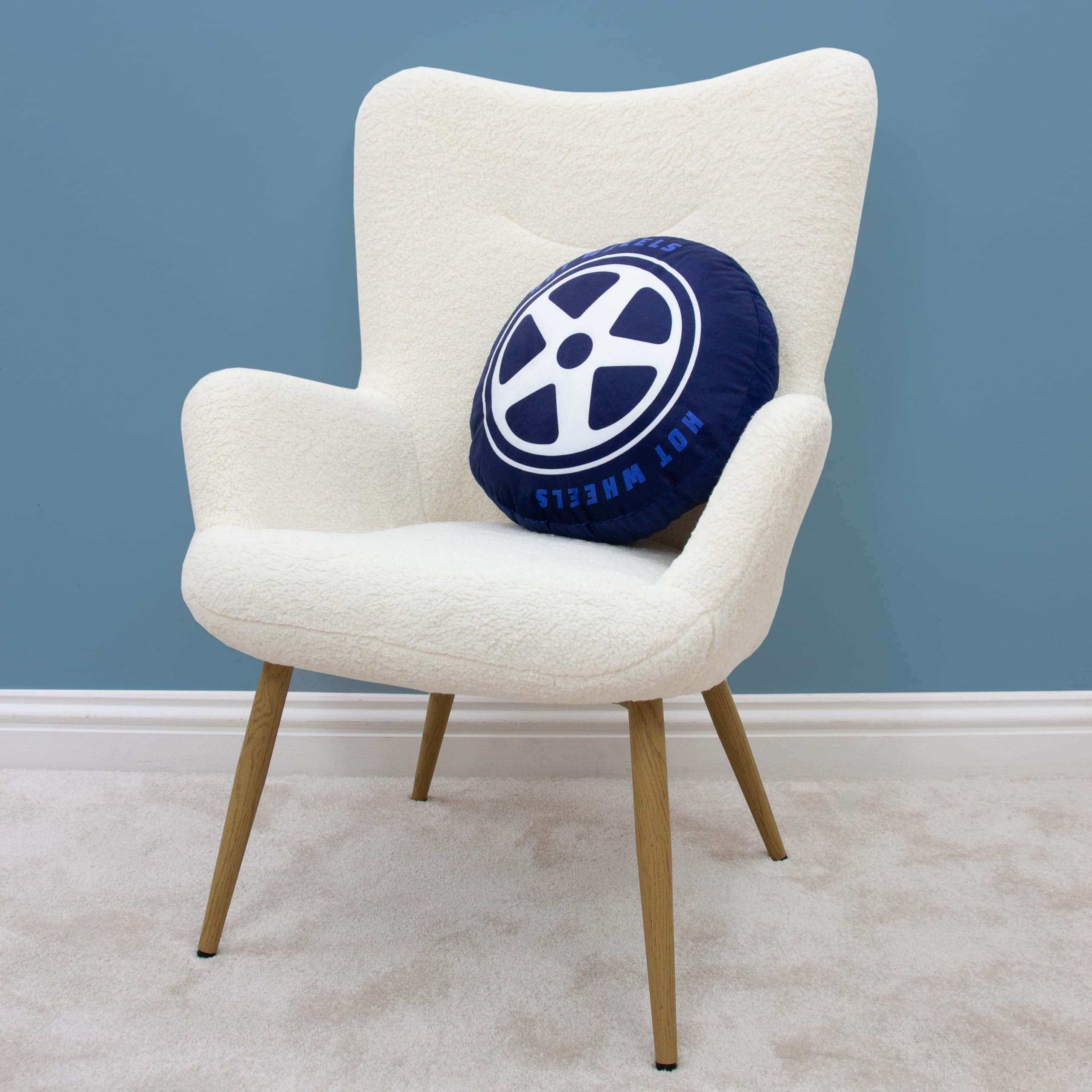 Character World Hot Wheels Officially Licensed Shaped Round Cushion | 40cm x 40cm | Reversible 6