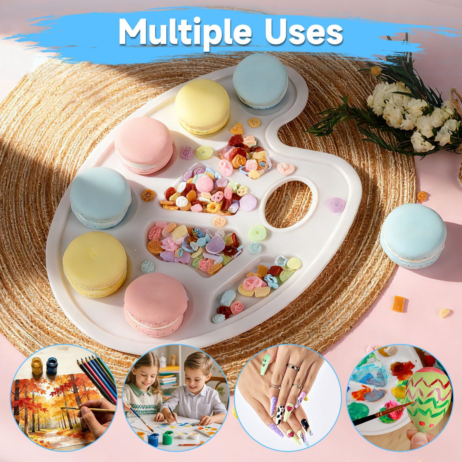 MOXYOY 2-Pack Plastic Paint Palette Tray with 10 Wells and Thumb Hole for Acrylic Oil Watercolor 5