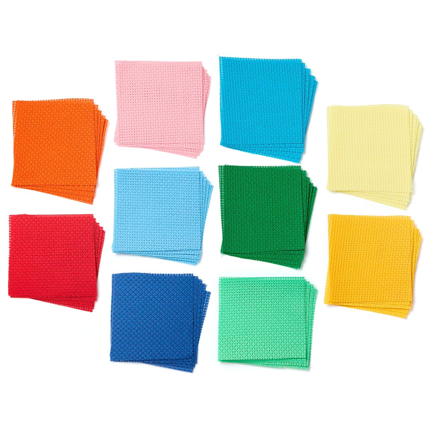 Springboard Supplies Cross Stitch Fabric Squares - 50 Pack Binca Mesh Sheets | 100% Cotton | 15 cm x 15 cm