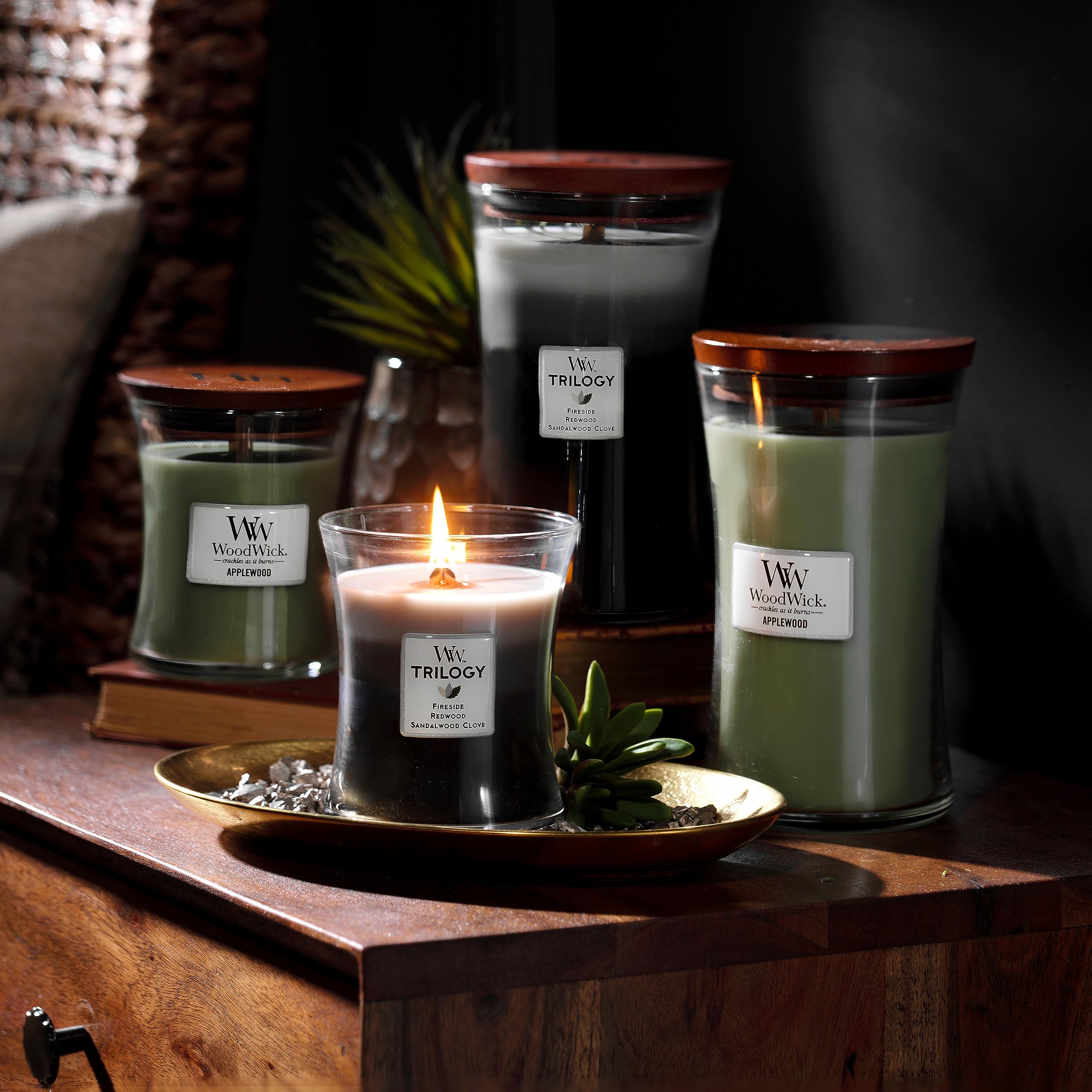 WoodWick Medium Hourglass Trilogy Scented Candle - Warm Woods | Up to 60 Hours Burn Time 6