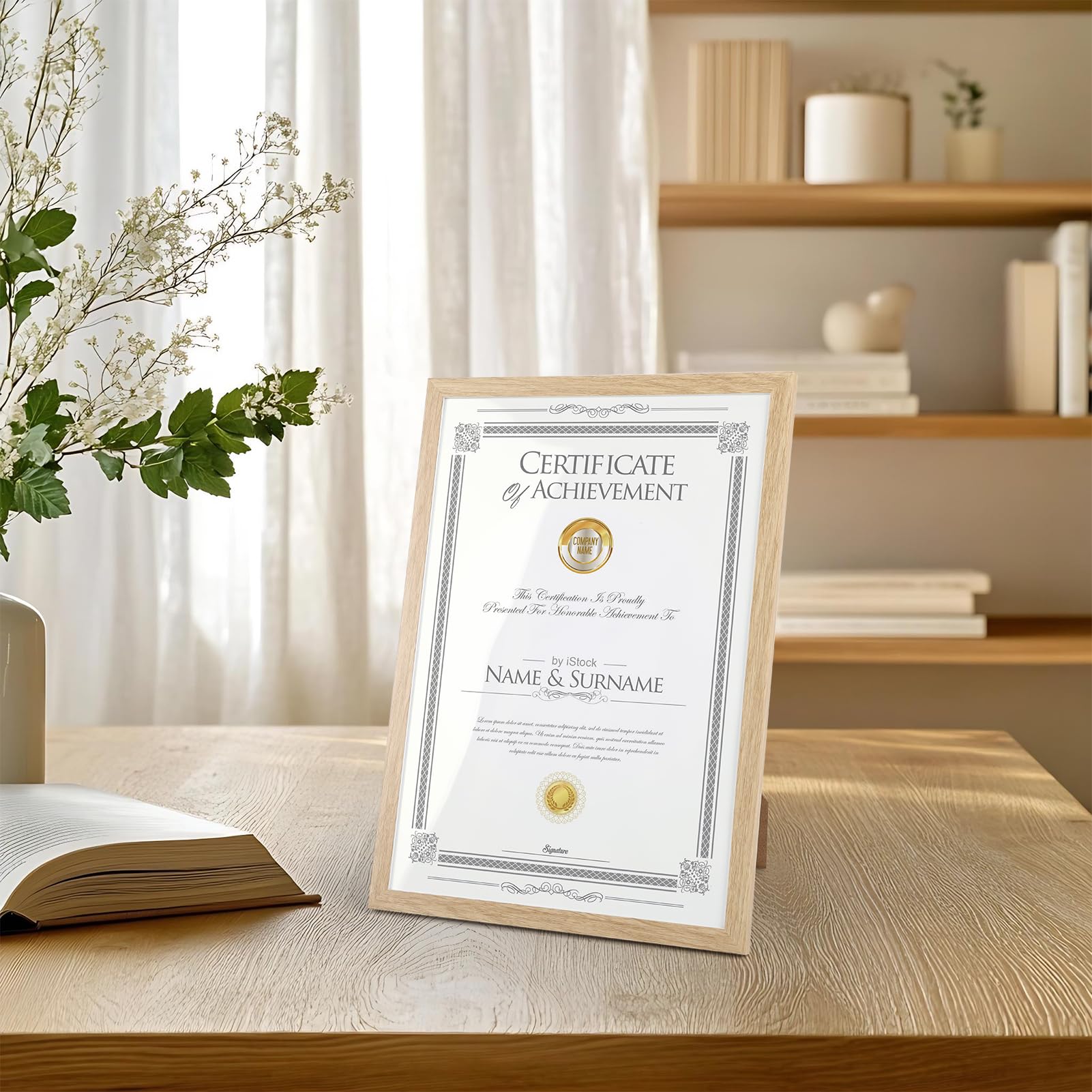 Ditwis A4 Wood Colour Picture Frame for Certificates, Photos, Artwork | Wall or Tabletop Display | 21x29.7 cm 4