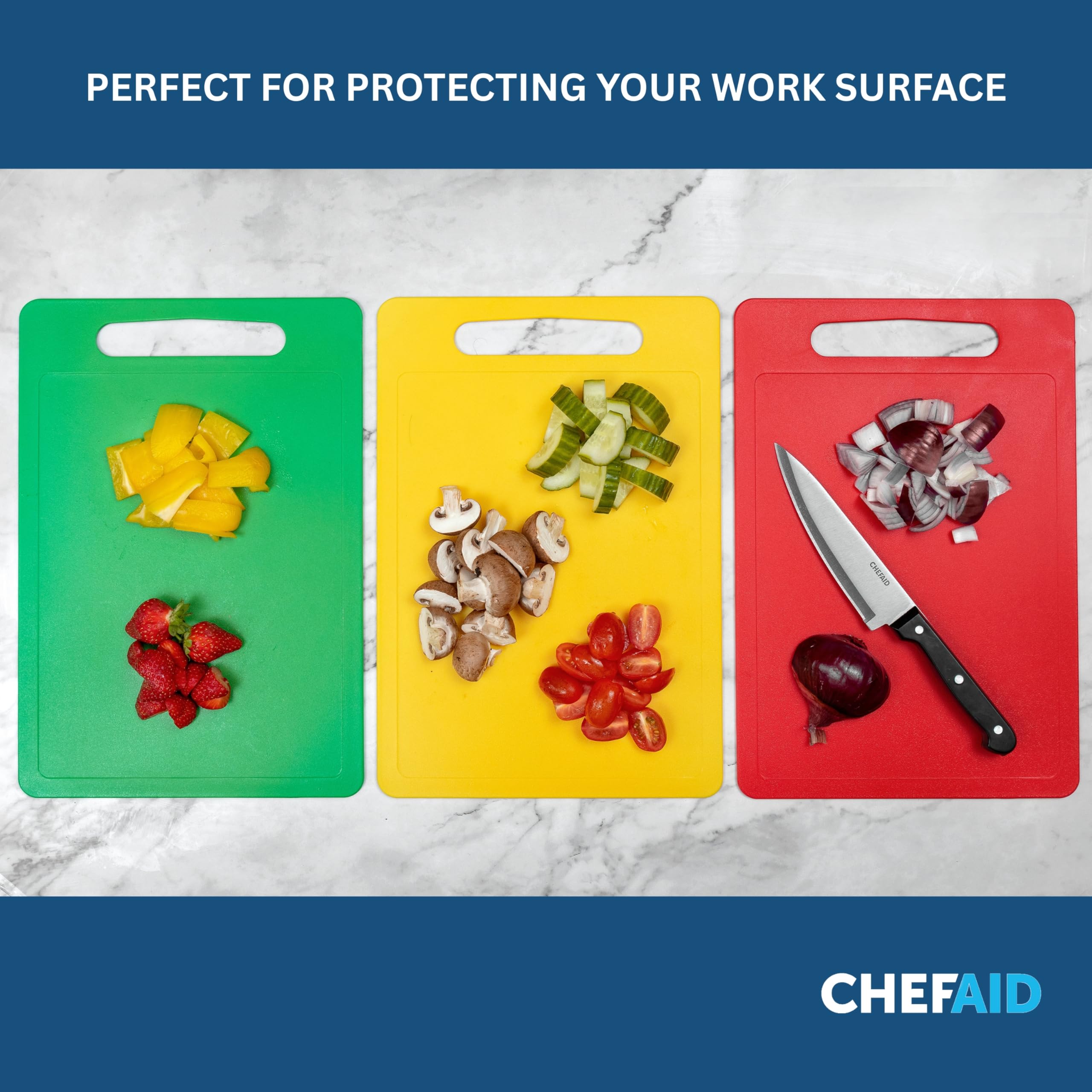Chef Aid Poly Chopping Board - Food Grade Plastic | 40 x 30cm | Red | Dishwasher Safe 5
