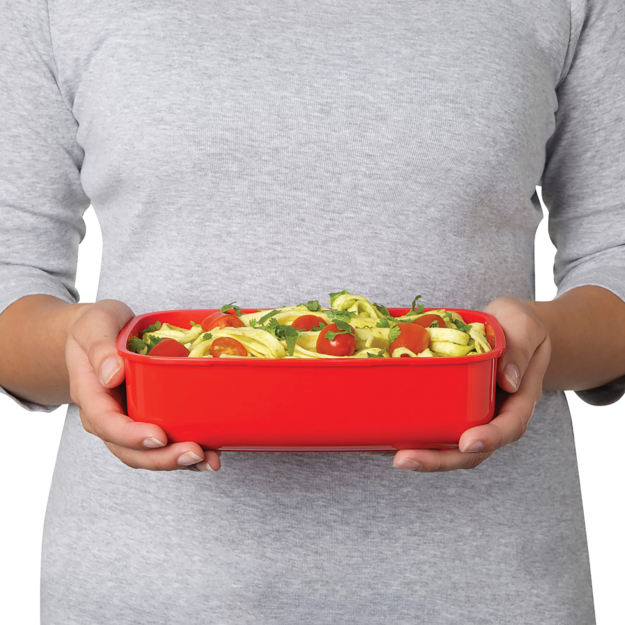 Sistema Rectangle Microwave Container - 1.25L Capacity | Steam Release Vent | BPA-Free Plastic | Red | 1 Count