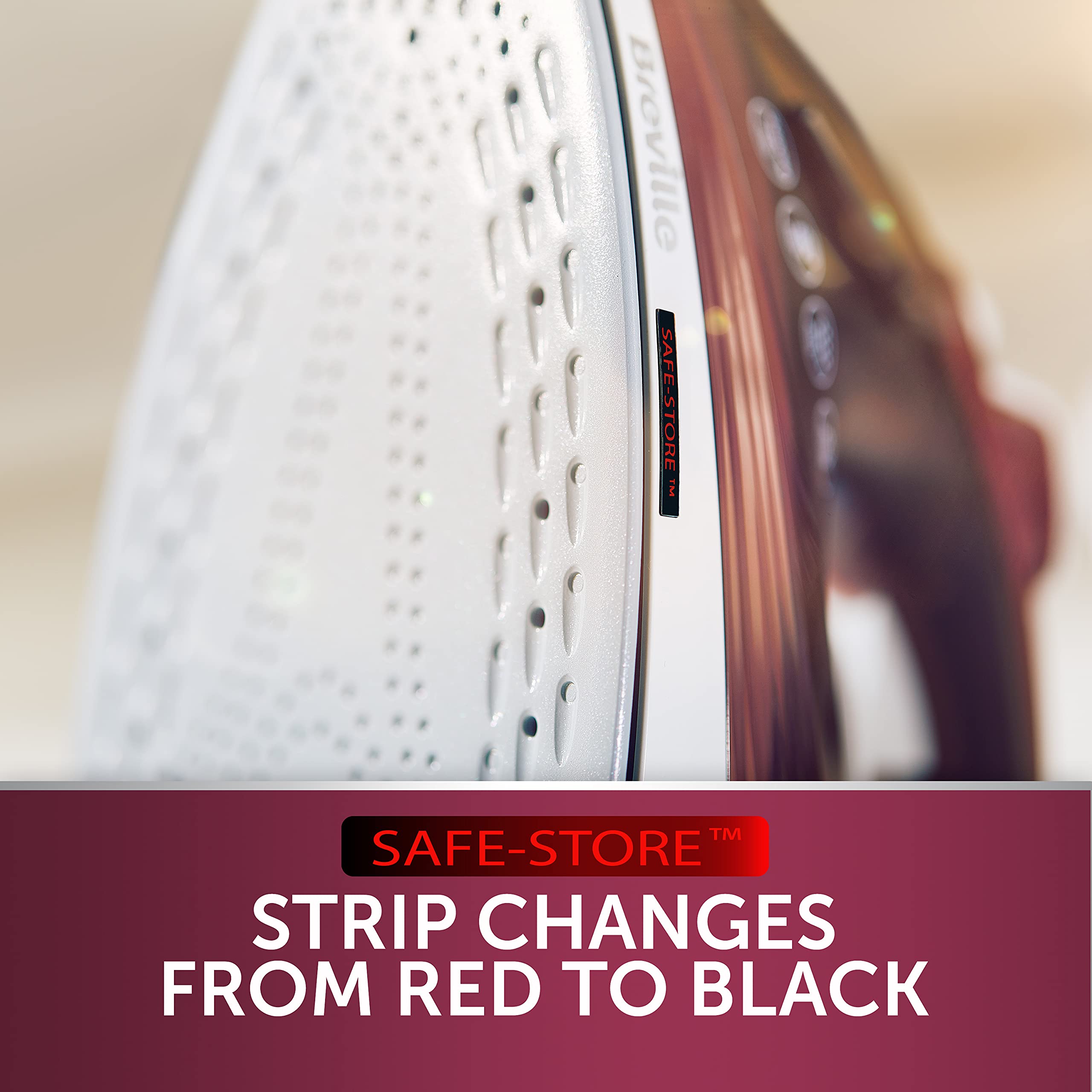 Breville SuperSteam Steam Iron - 2400W | 180g Steam Shot | Ceramic Soleplate | Red 6