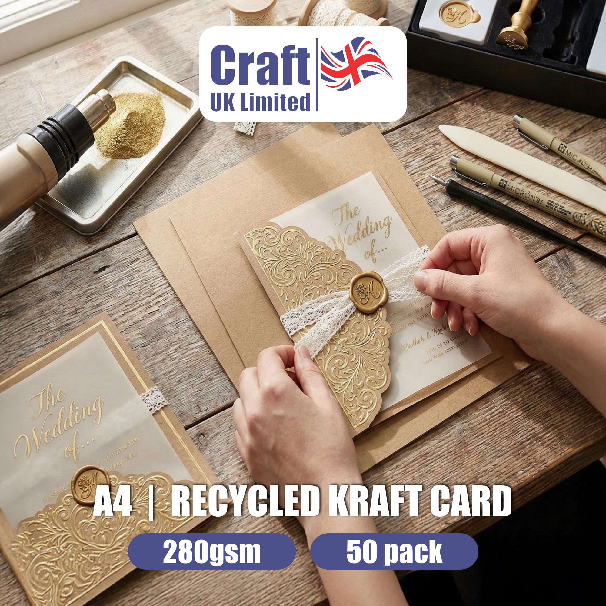 Craft UK Kraft Card - 280gsm A4 Sheets, Brown Lapwing Color | Pack of 50 3