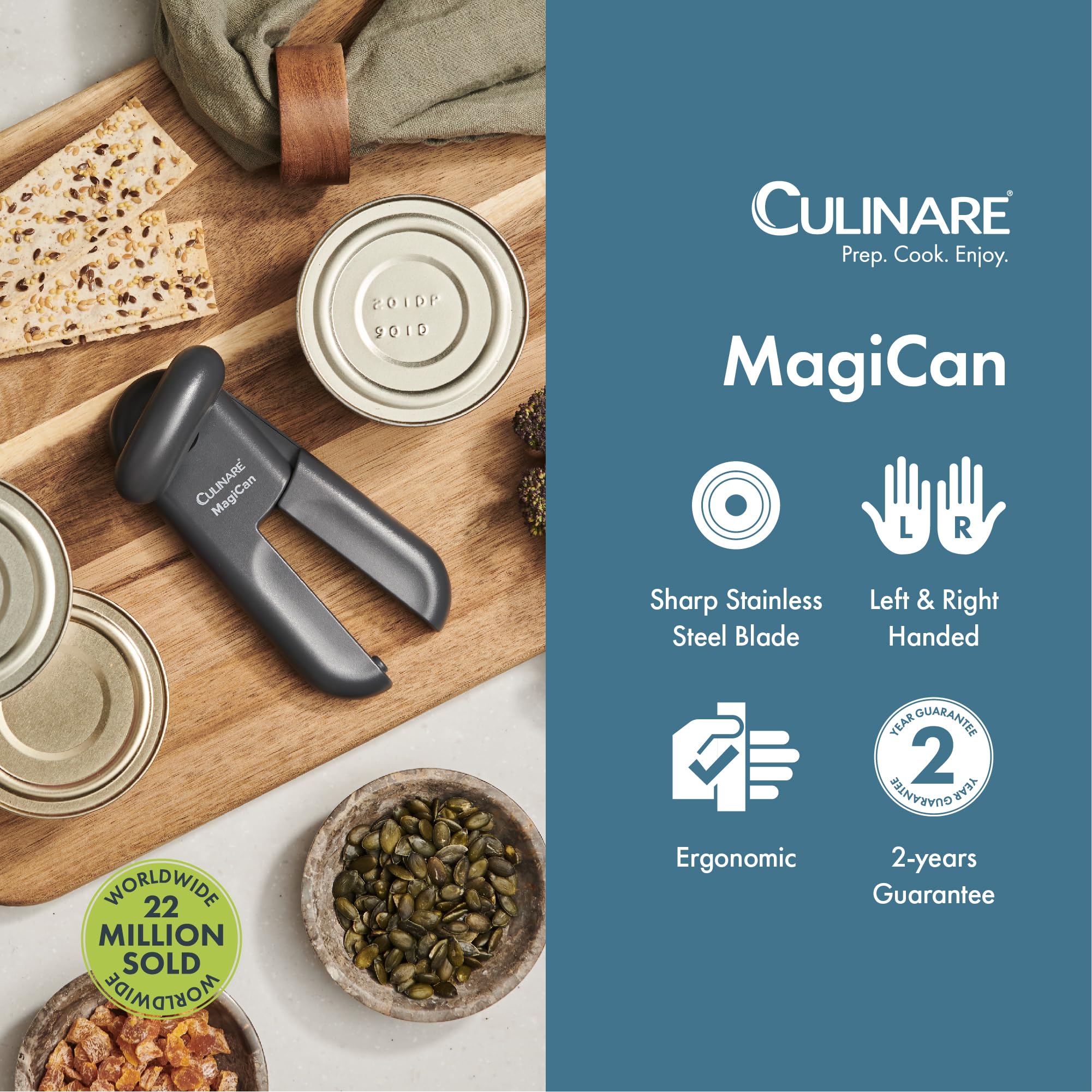 CULINARE MagiCan Manual Can Opener - Stainless Steel Wheel | Robust Handle | Grey 2