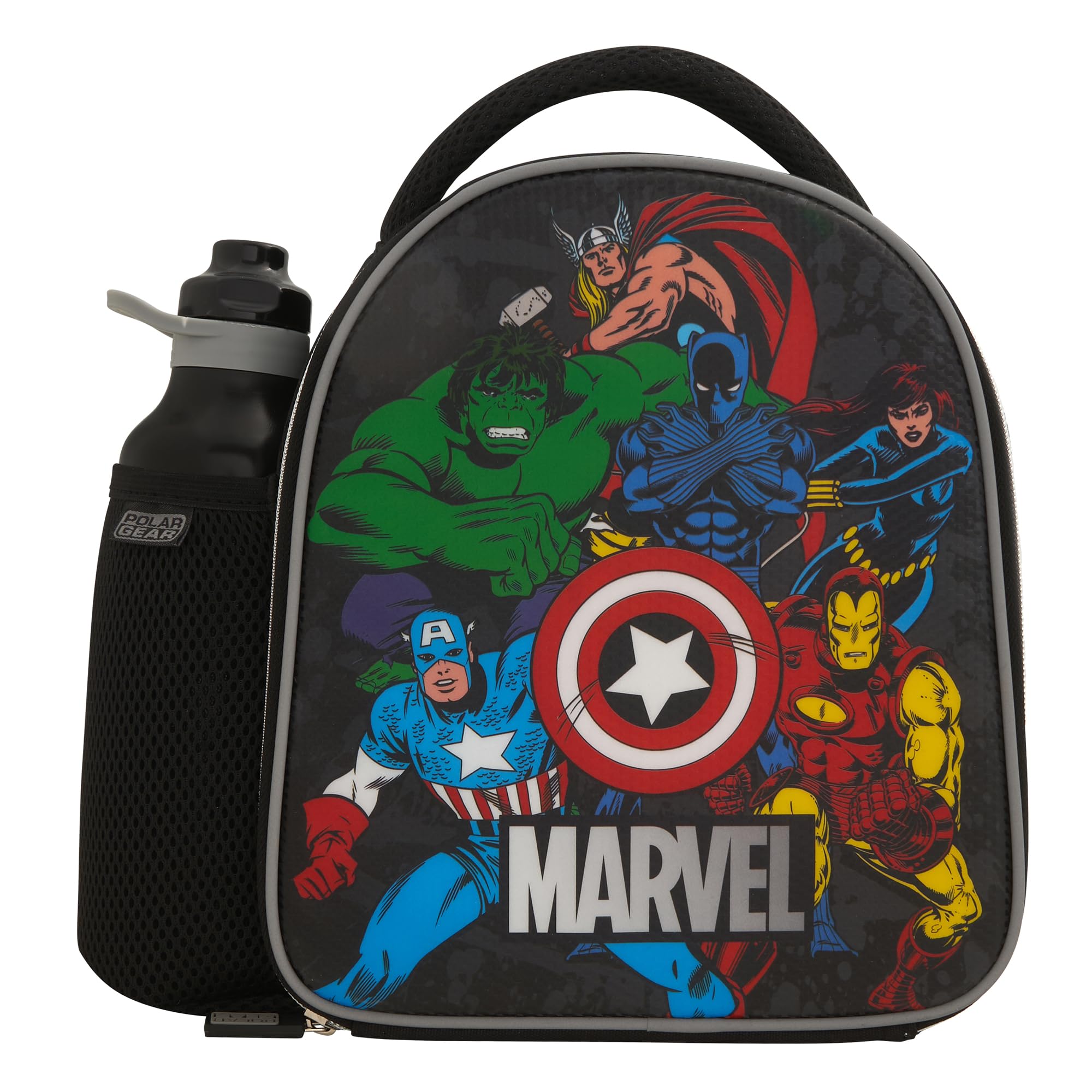 Marvel Insulated Lunch Bag with 600ml Twist Cap Bottle Combo | Durable 600D Polyester | Antibacterial Lining 2
