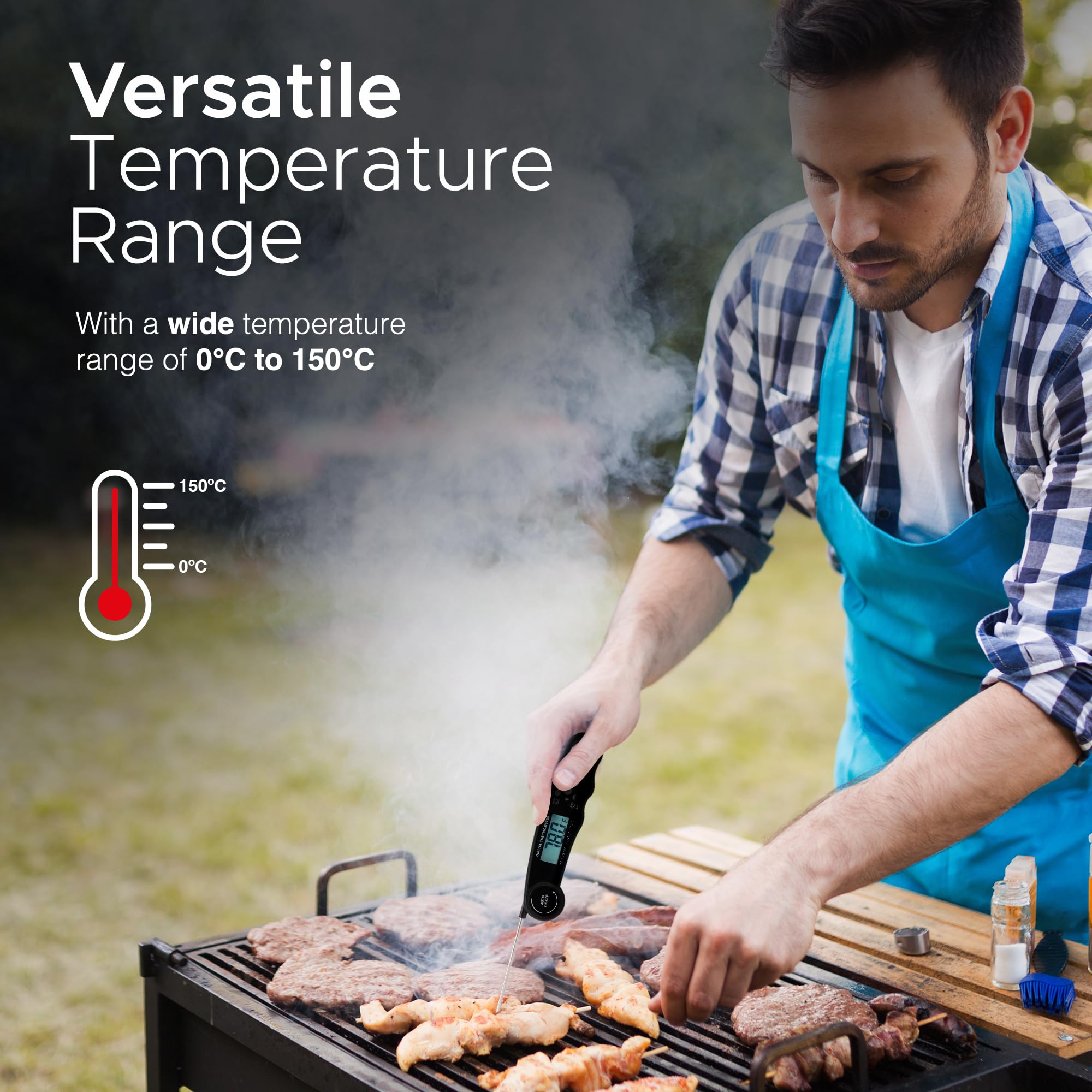 KEPLIN Instant Read Meat Thermometer - Foldable Probe, Backlight LCD, 0°C to 150°C Range 4