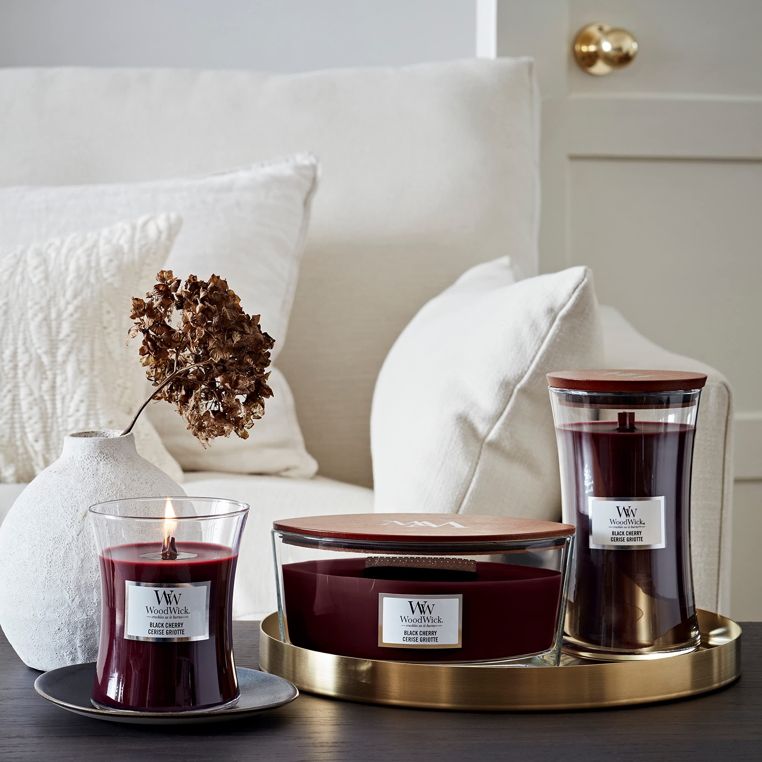 Woodwick Medium Hourglass Scented Candle - Black Cherry | Crackling Wick | Up to 60 Hours Burn Time 5