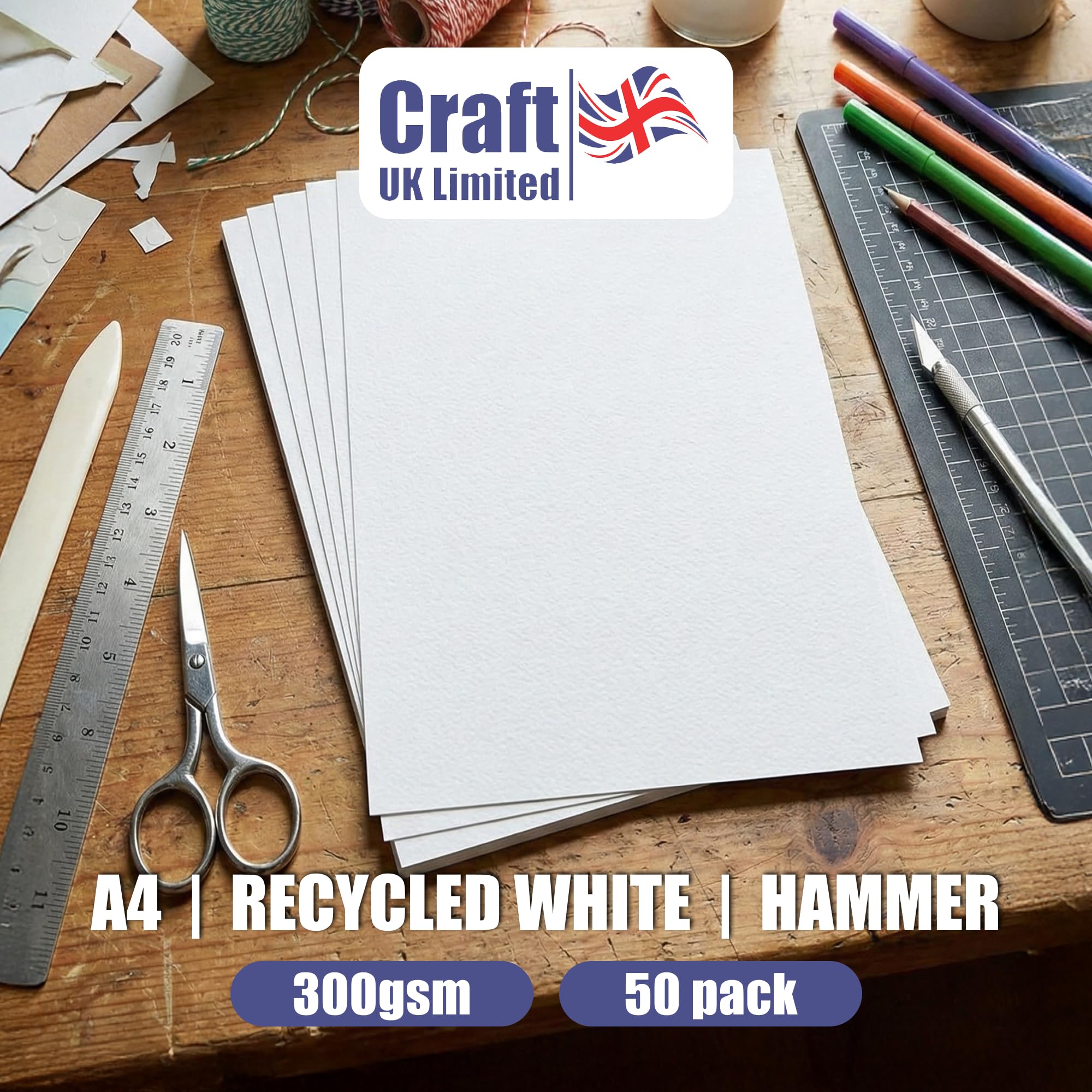 Craft UK Recycled Hammered Cardstock Paper - A4 Size | 120-300gsm Range | Ideal for Invitations 3