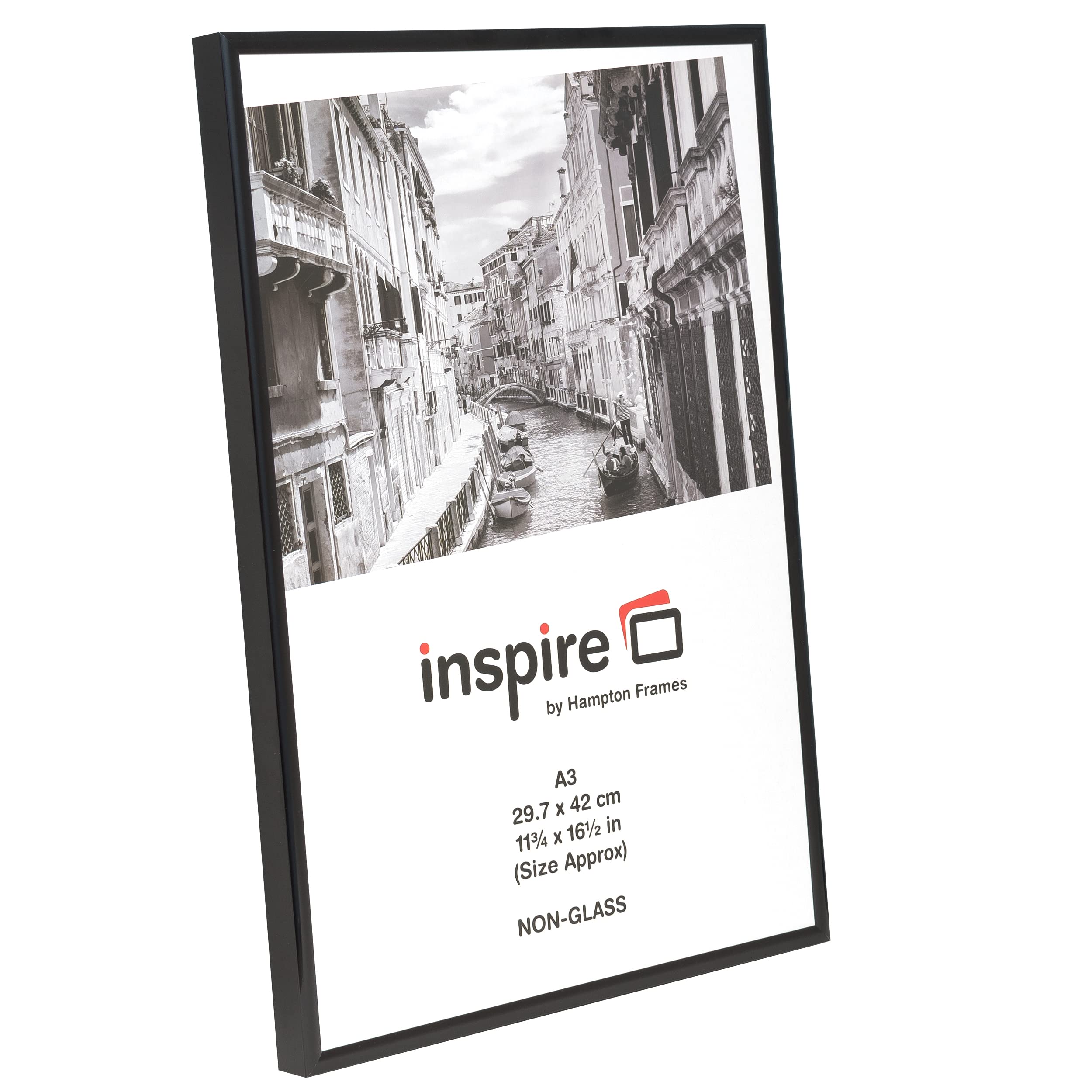 Hampton Frames BACKLOADER Poster Certificate Photo Frame | Black | A3 (30x42cm) | Acrylic Front