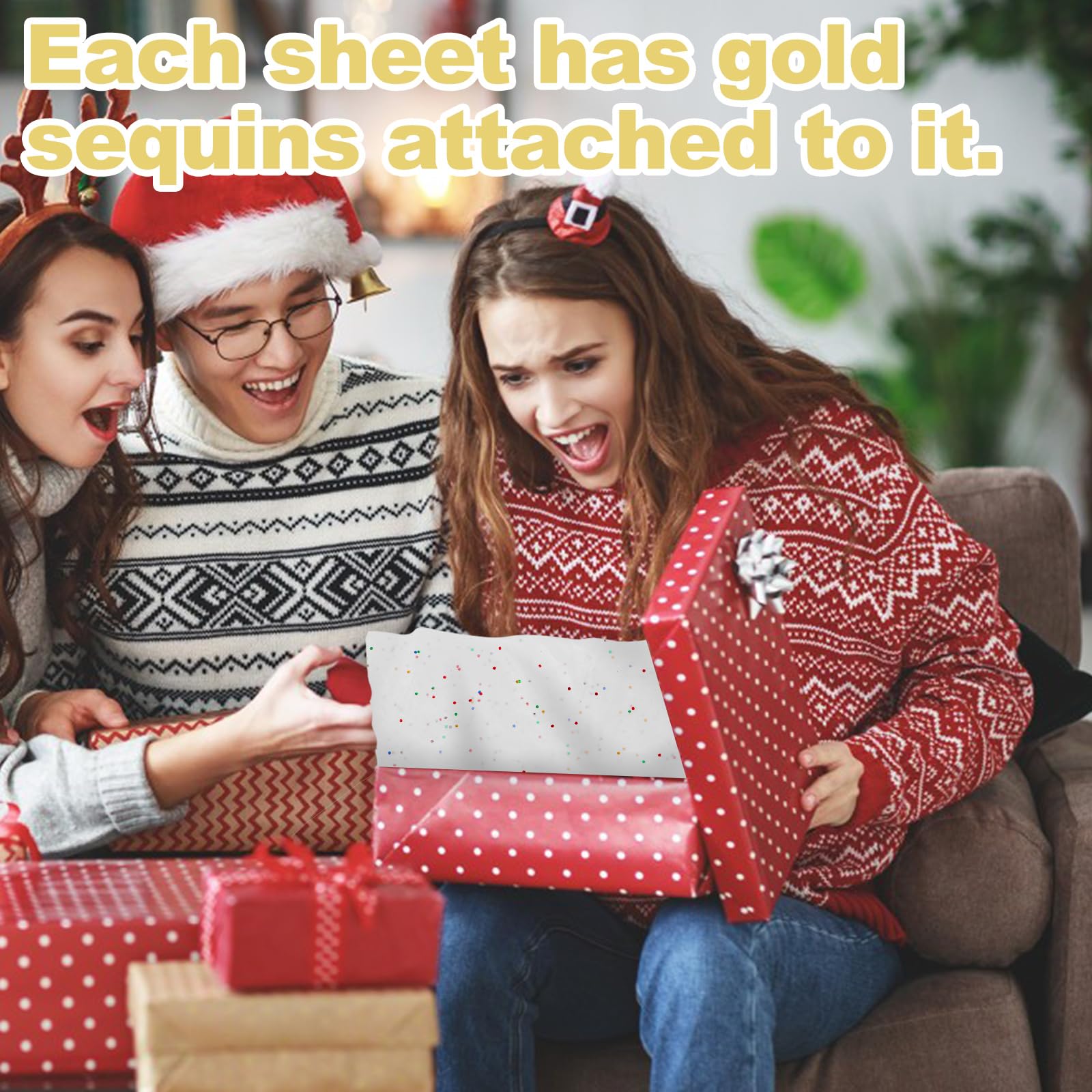 ASelected 72 Sheets White Glitter Tissue Paper for Gift Wrapping | 50x70 CM Sheets | Reusable Material 6