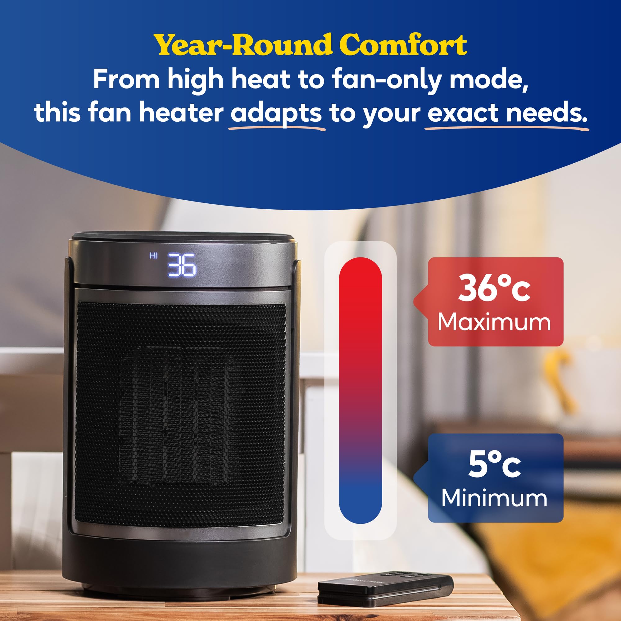 Russell Hobbs RHCH2002S Electric Space Heater - 1500W, Oscillating, Remote Control | Heats up to 15m² 5