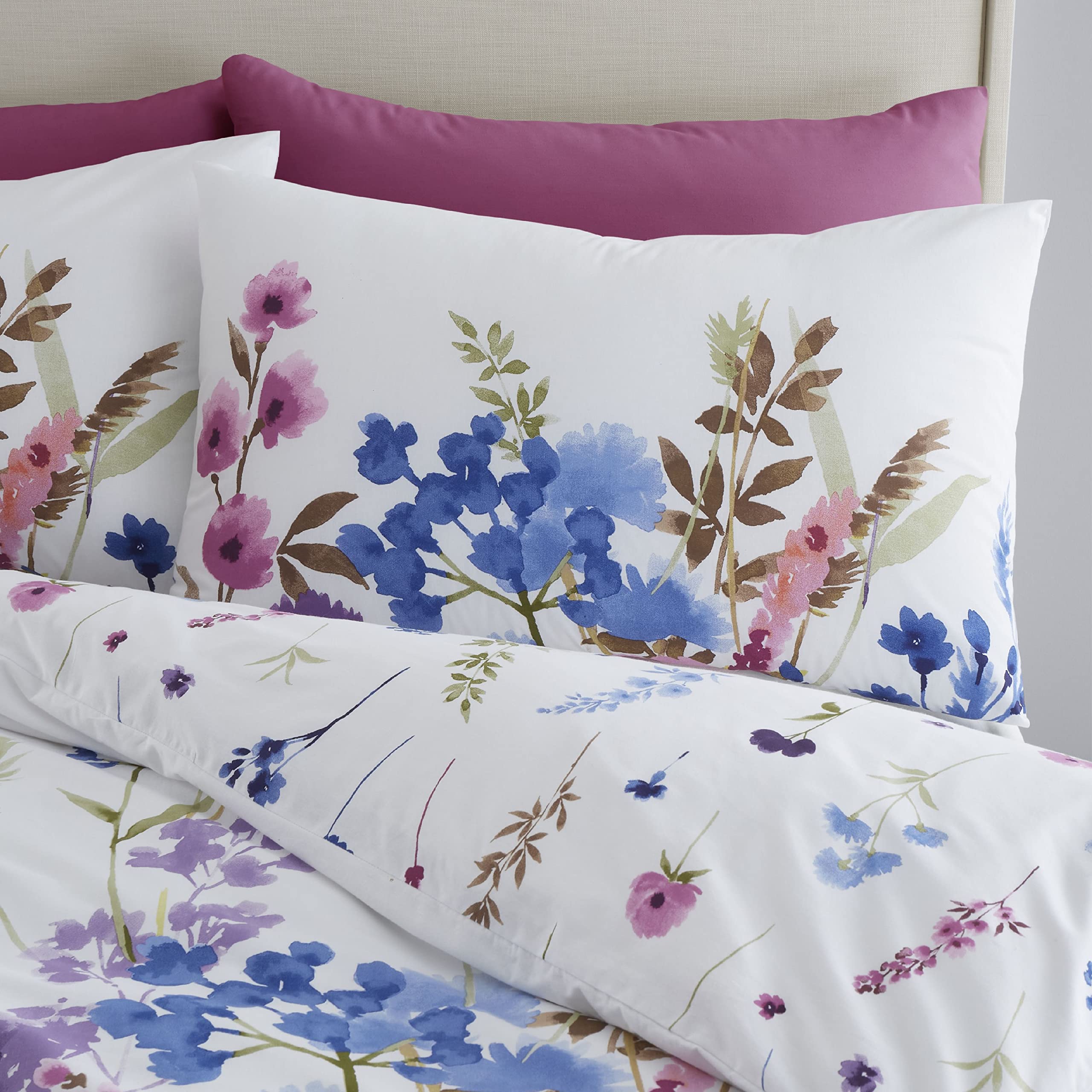 Catherine Lansfield Countryside Floral Single Duvet Cover Set | 52% Polyester 48% Cotton | Pink/Blue 3