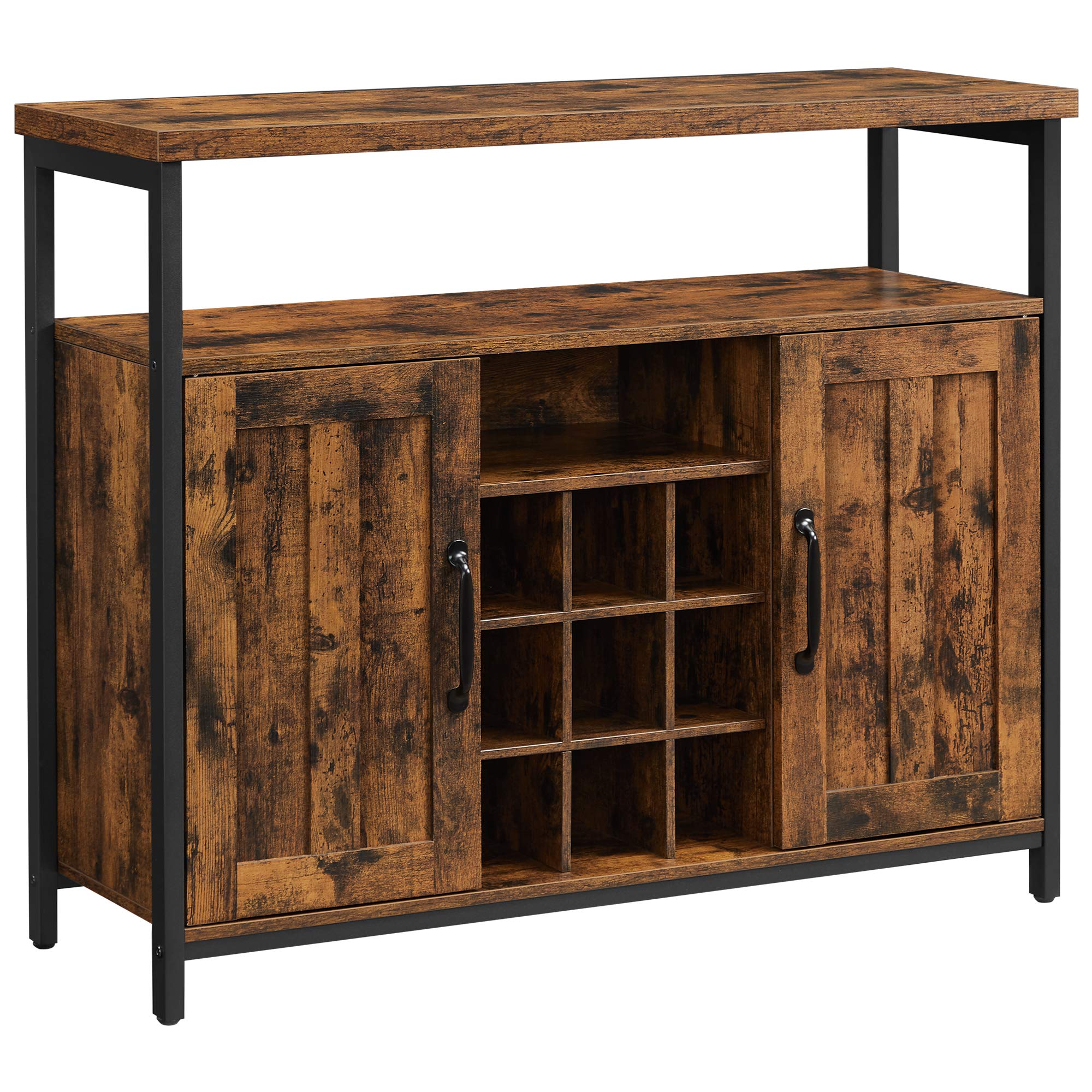 VASAGLE Storage Cabinet Sideboard Buffet Table with Wine Holder | Brown Engineered Wood | 1000mm Width