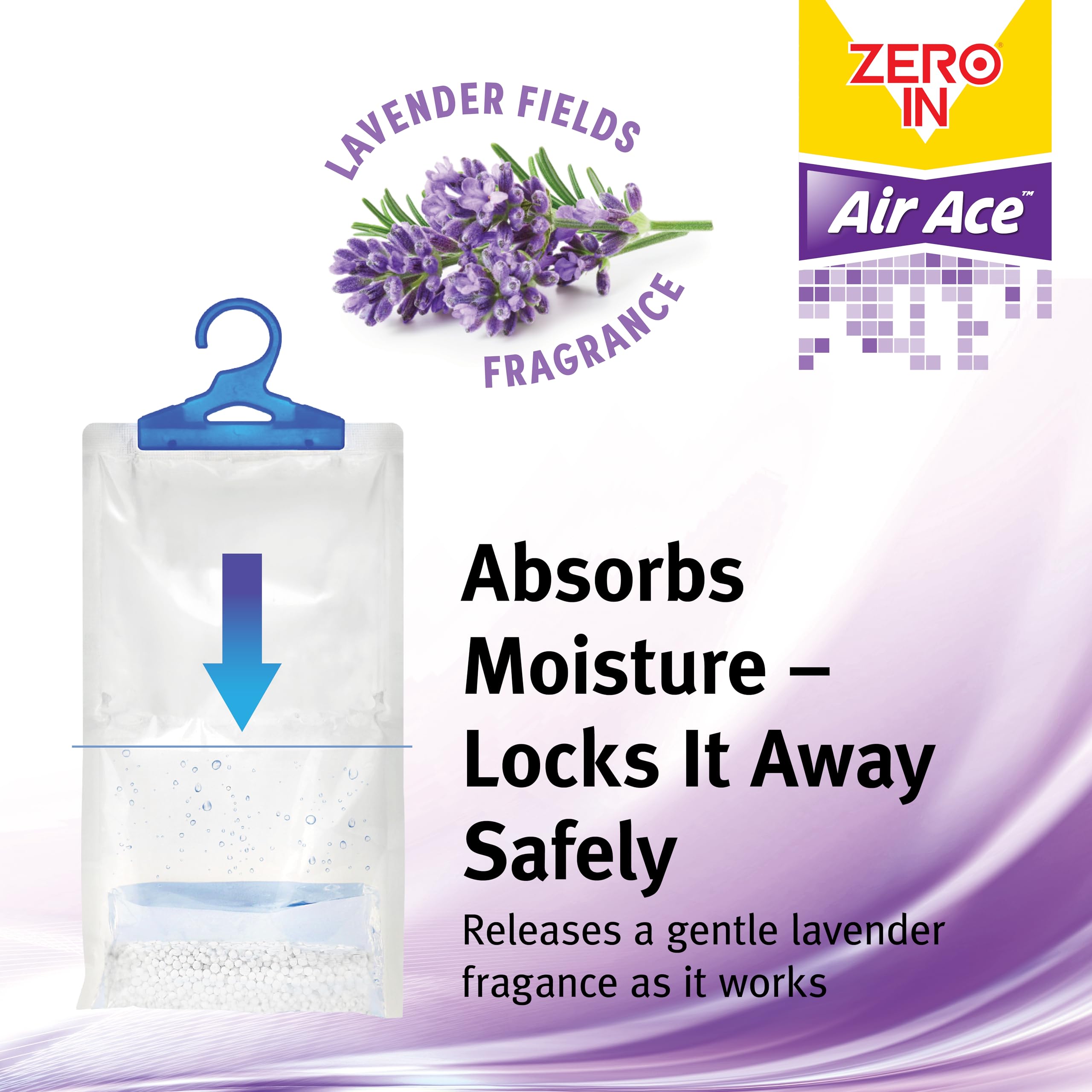 Zero In Wardrobe Dehumidifier - Lavender Scent | 300g | Absorbs up to 500ml 5