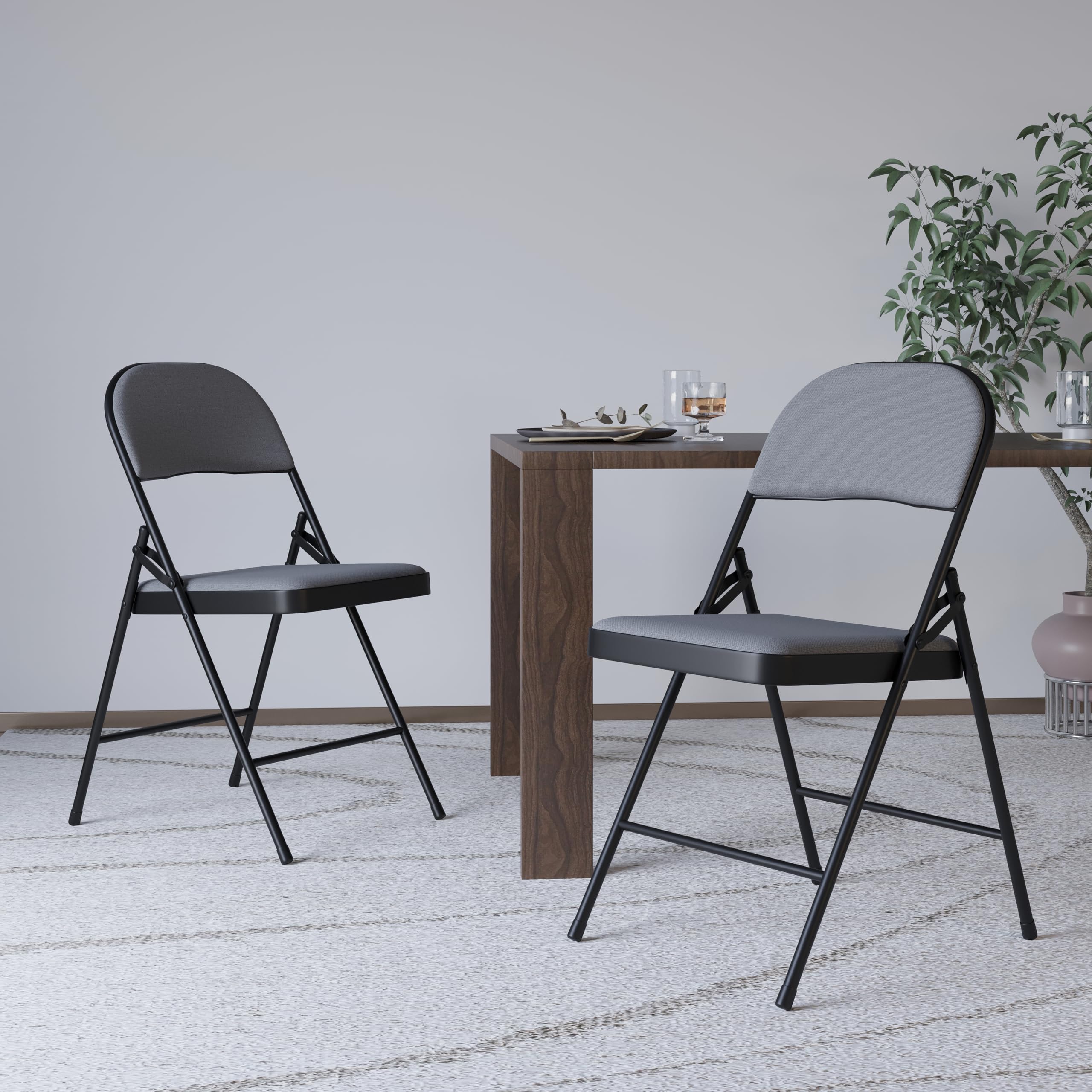 Build Rapido Padded Folding Chair - Heavy Duty Steel Frame | Grey | Oversized 4