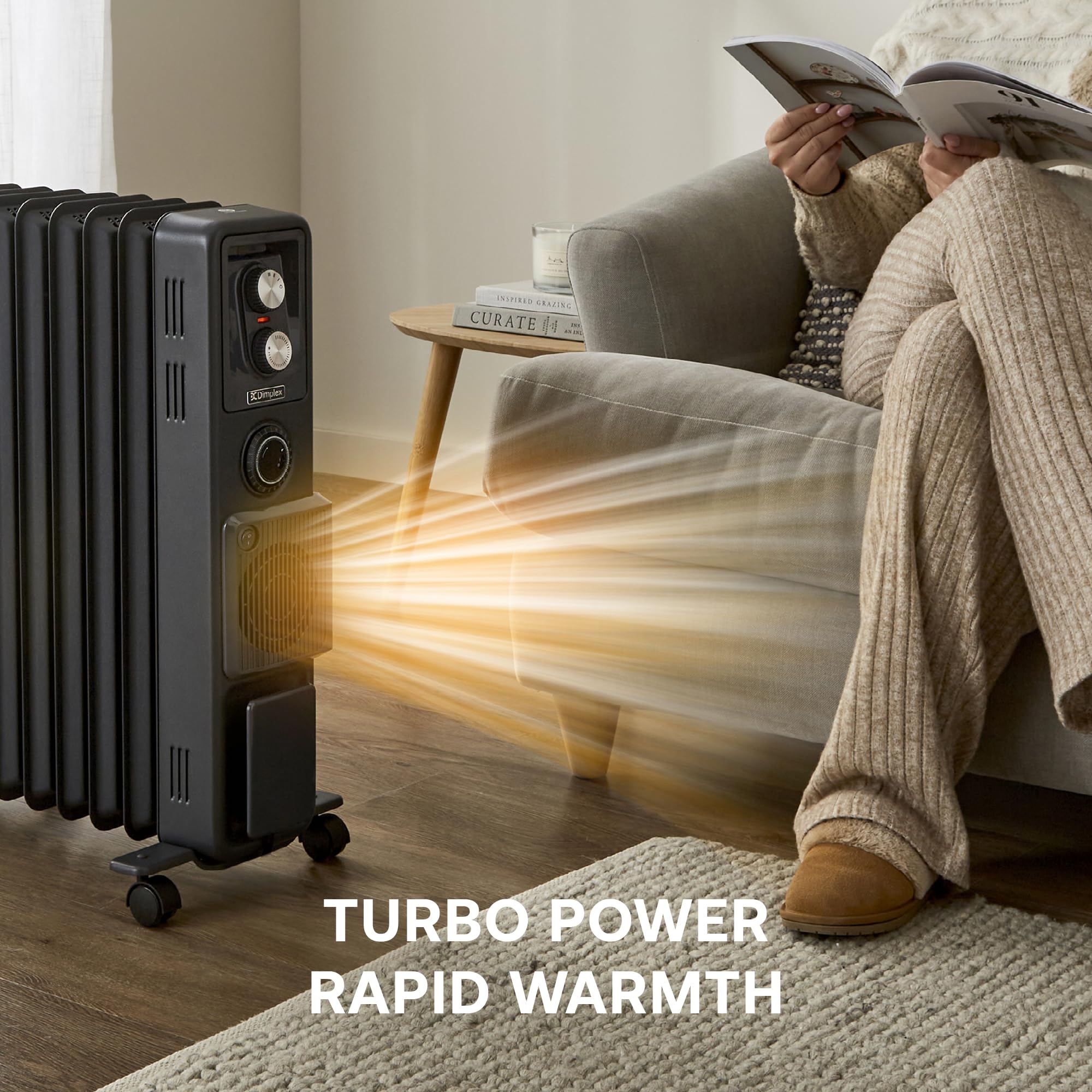 Dimplex ECR24TiFB Oil-Free Radiator - 2.4kW Turbo Fan Heater | 3 Settings | Black 9