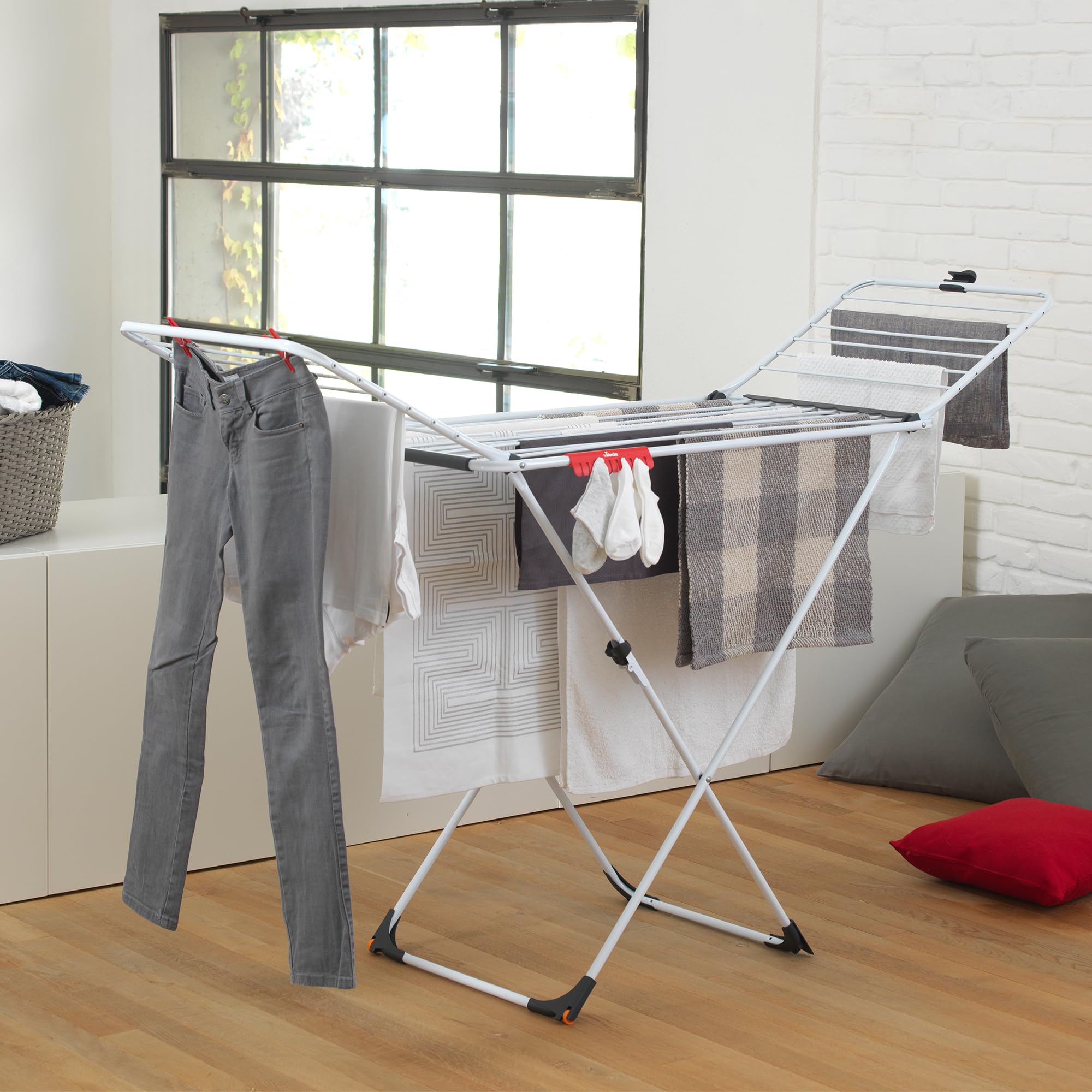 Vileda Extra X-Legs Clothes Airer - 20m Drying Space | Steel & Aluminium | Foldable 2