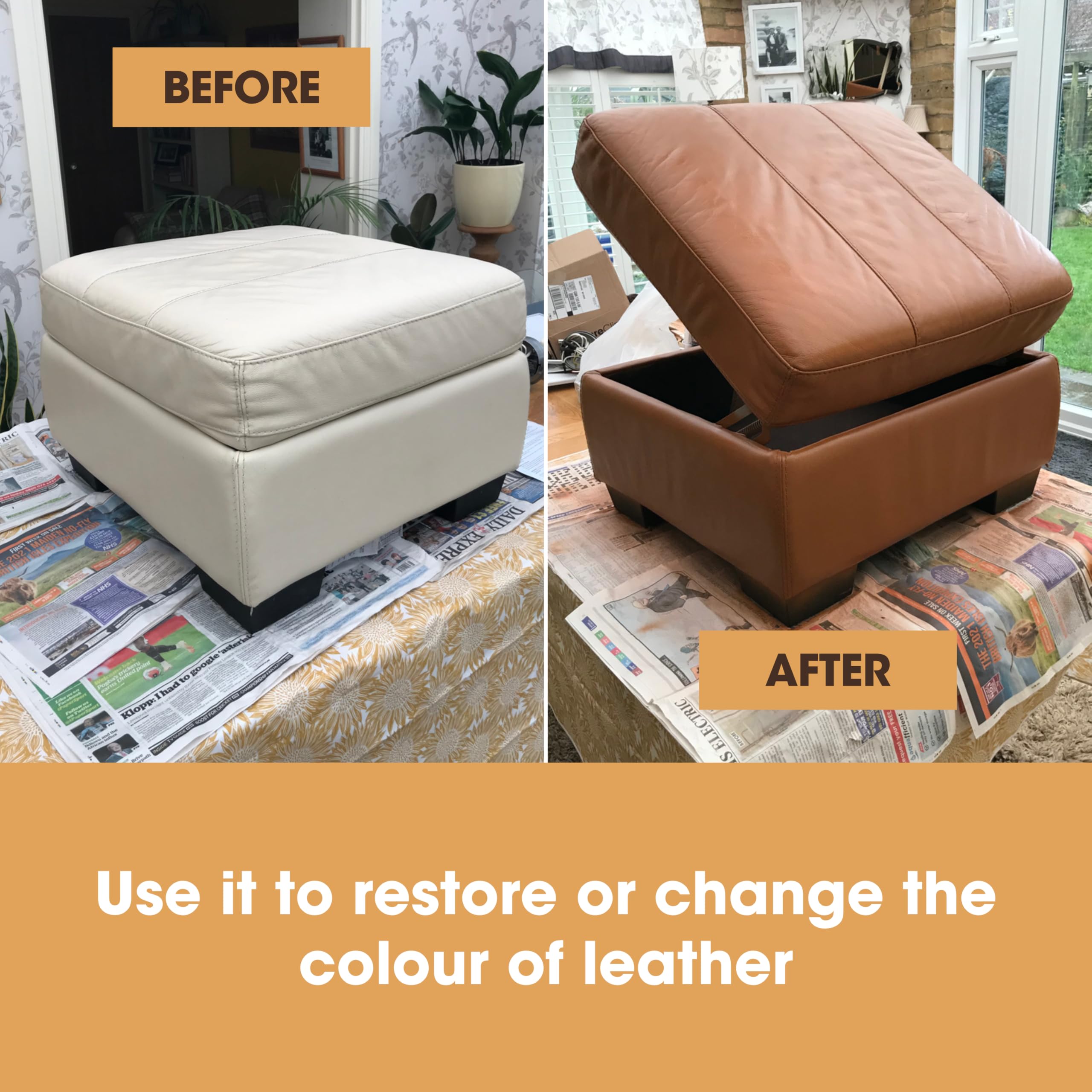 Furniture Clinic Leather Repair Paint & Dye - Self Seal Colourant for Scuffs & Scratches | Medium Brown | 50ml 4