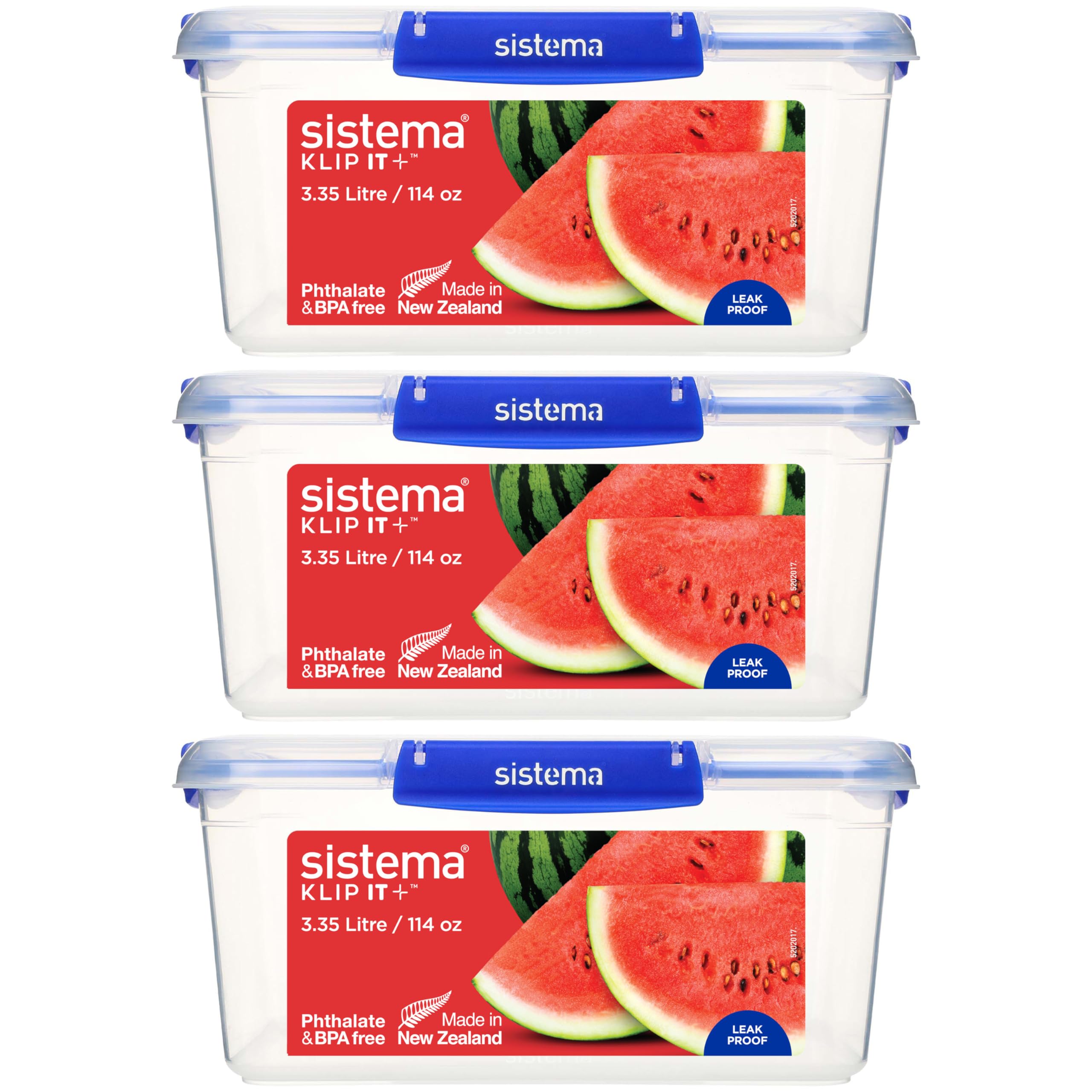 Sistema KLIP IT PLUS Food Storage Containers - 3.35 L, Airtight & Leak-Proof | 3 Count