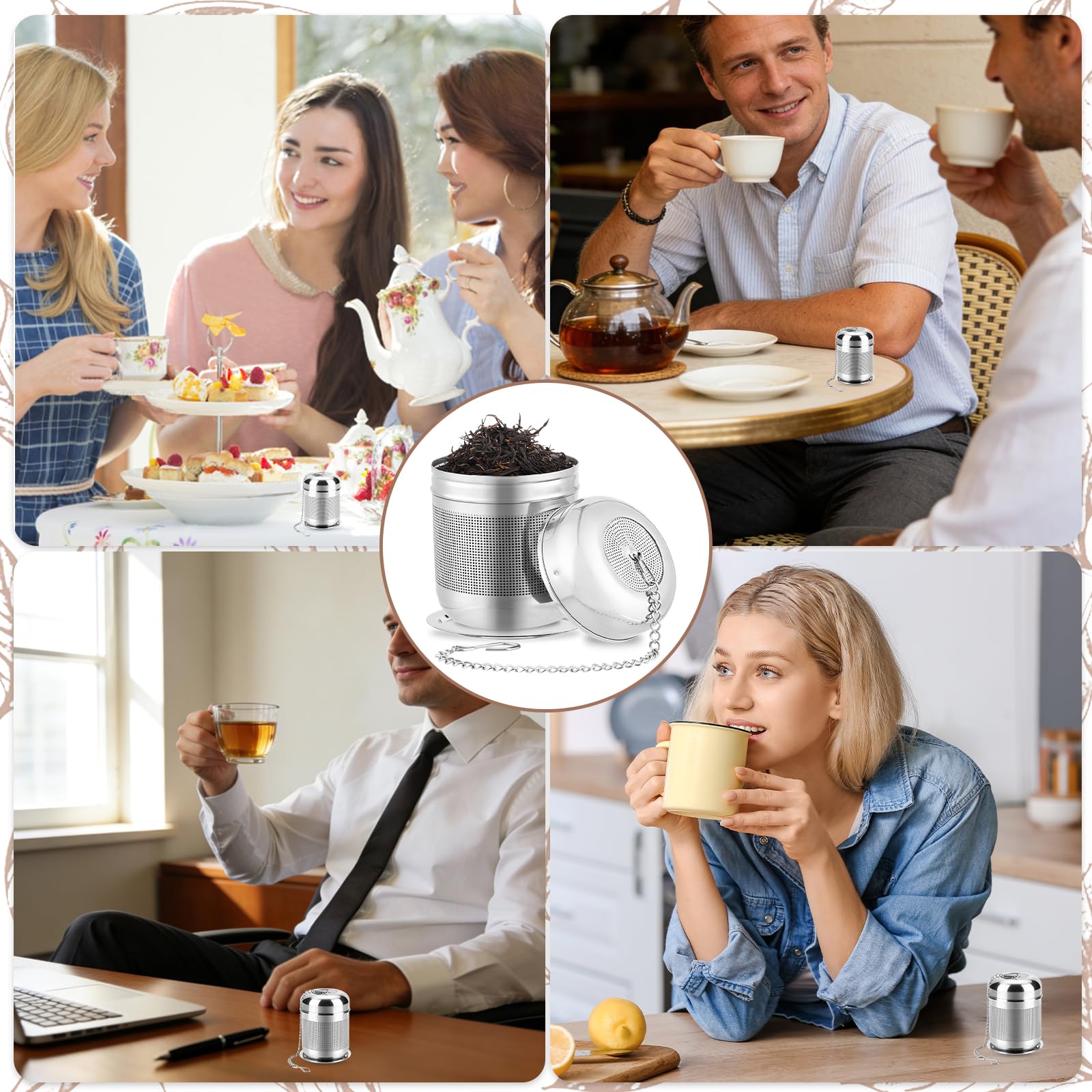 MOXYOY 304 Stainless Steel Tea Infuser for Loose Tea | Extra Fine Mesh | Includes Drip Tray 7