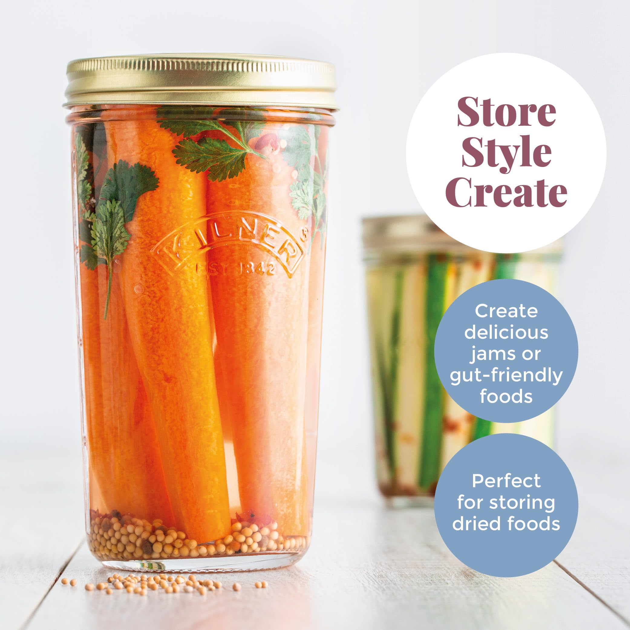 Kilner Wide Mouth Preserve Jar - 0.35L (350ml) Glass Storage Jar with Vacuum Seal 8