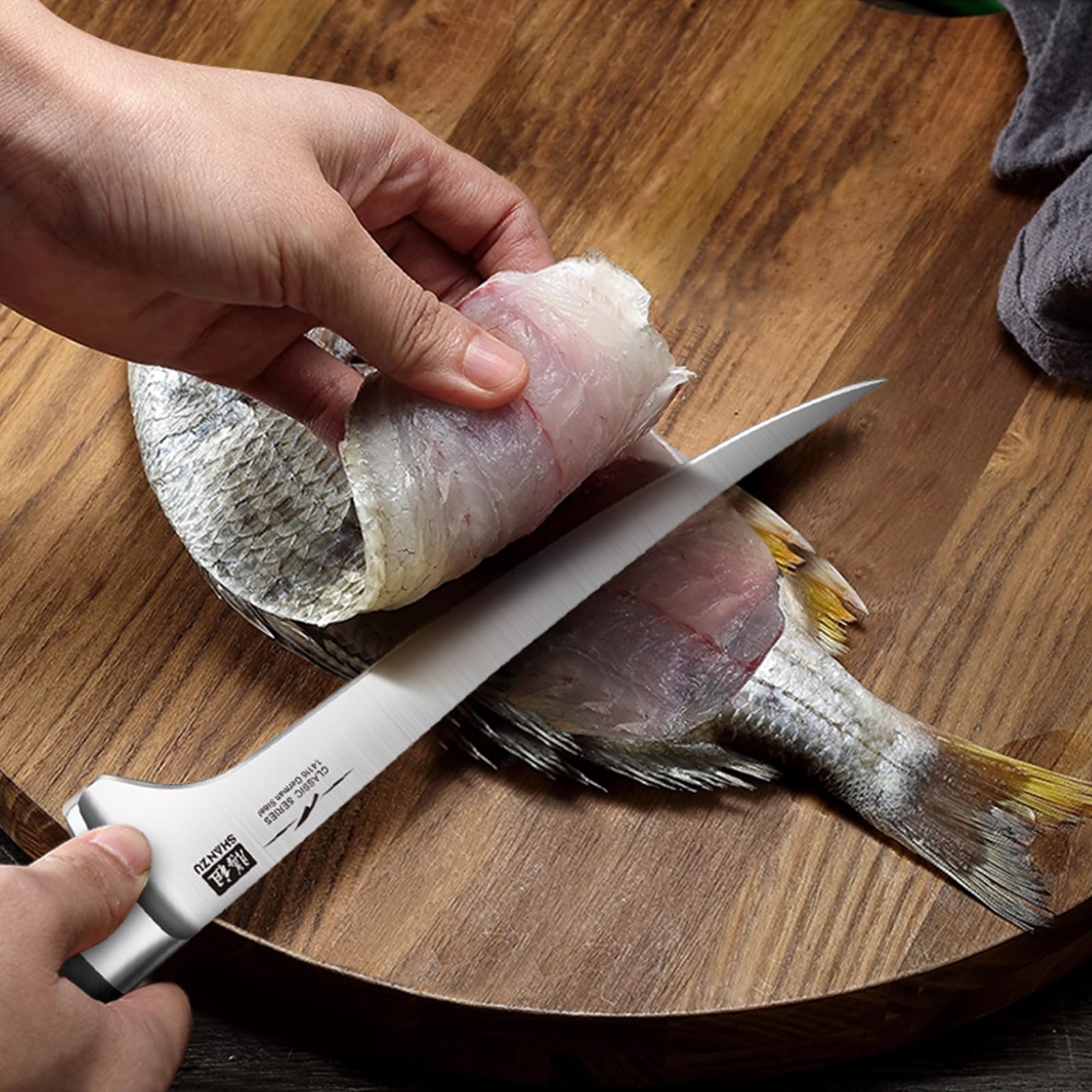 SHAN ZU 7 Inch Filleting Knife - Flexible Boning Knife with German Stainless Steel Blade | Lightweight 2