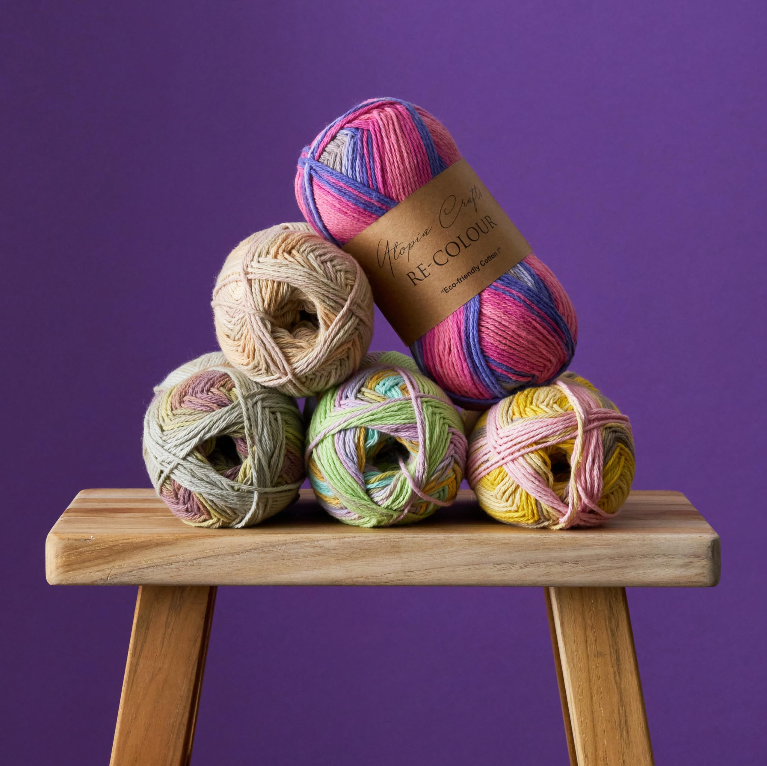 Utopia Crafts Re-Colour Yarn - 100g Natural Harmony | 2mm Thickness | Recycled Cotton Blend 6