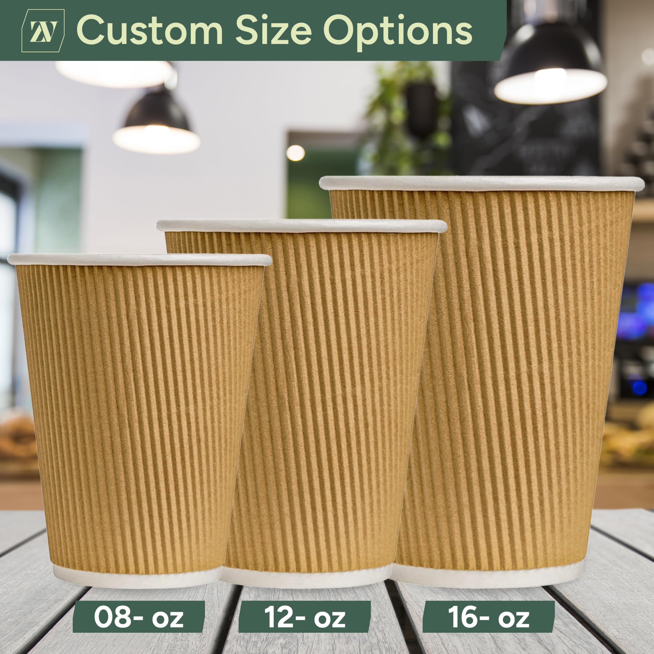 Zuvo Ripple Paper Coffee Cups - Heavy-Duty Double-Walled Disposable Tumblers | 12 OZ, 30 Pack 9