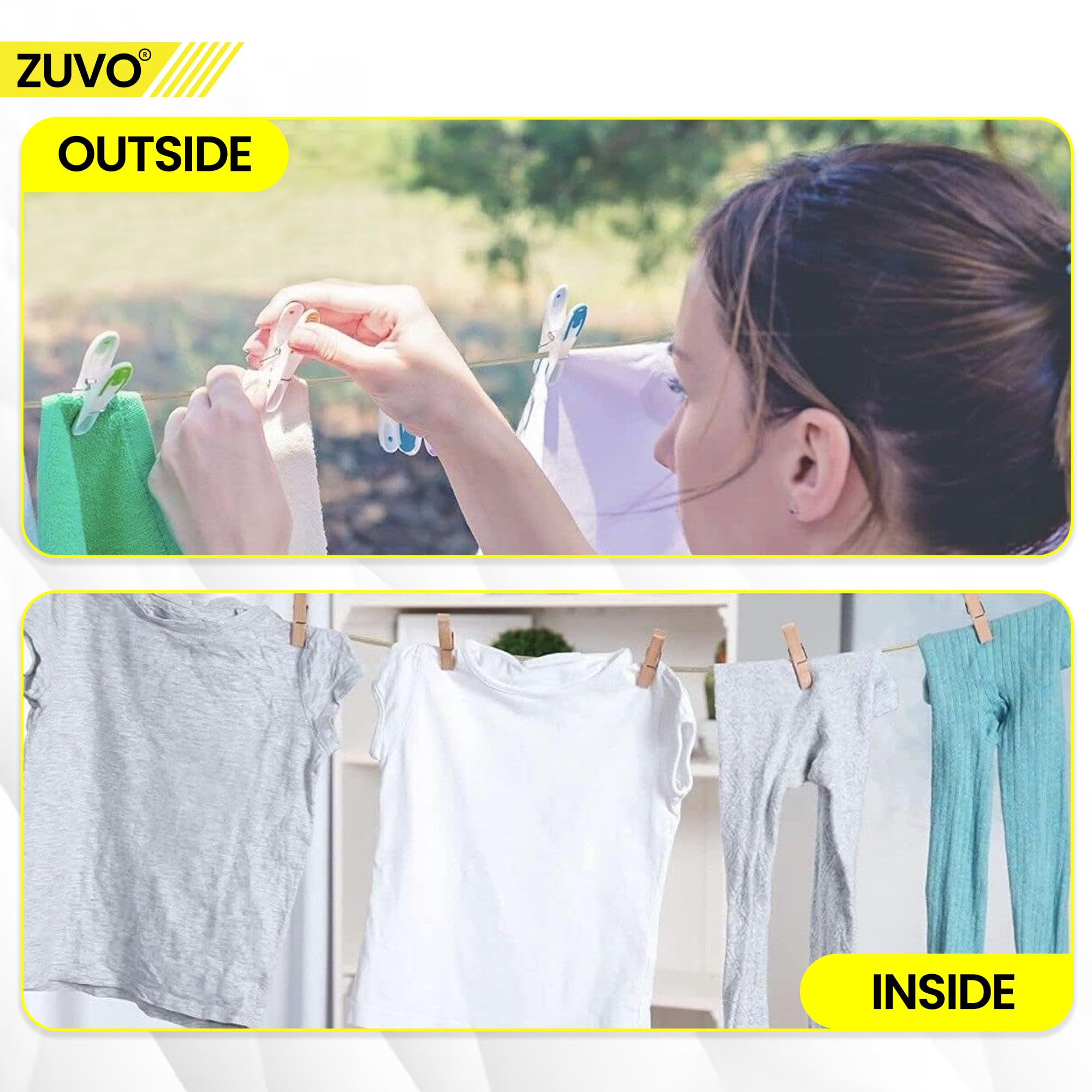 Zuvo 30M Outdoor Washing Line - Heavy-Duty Polyester Clothes Line Rope for Indoor/Outdoor Use 5