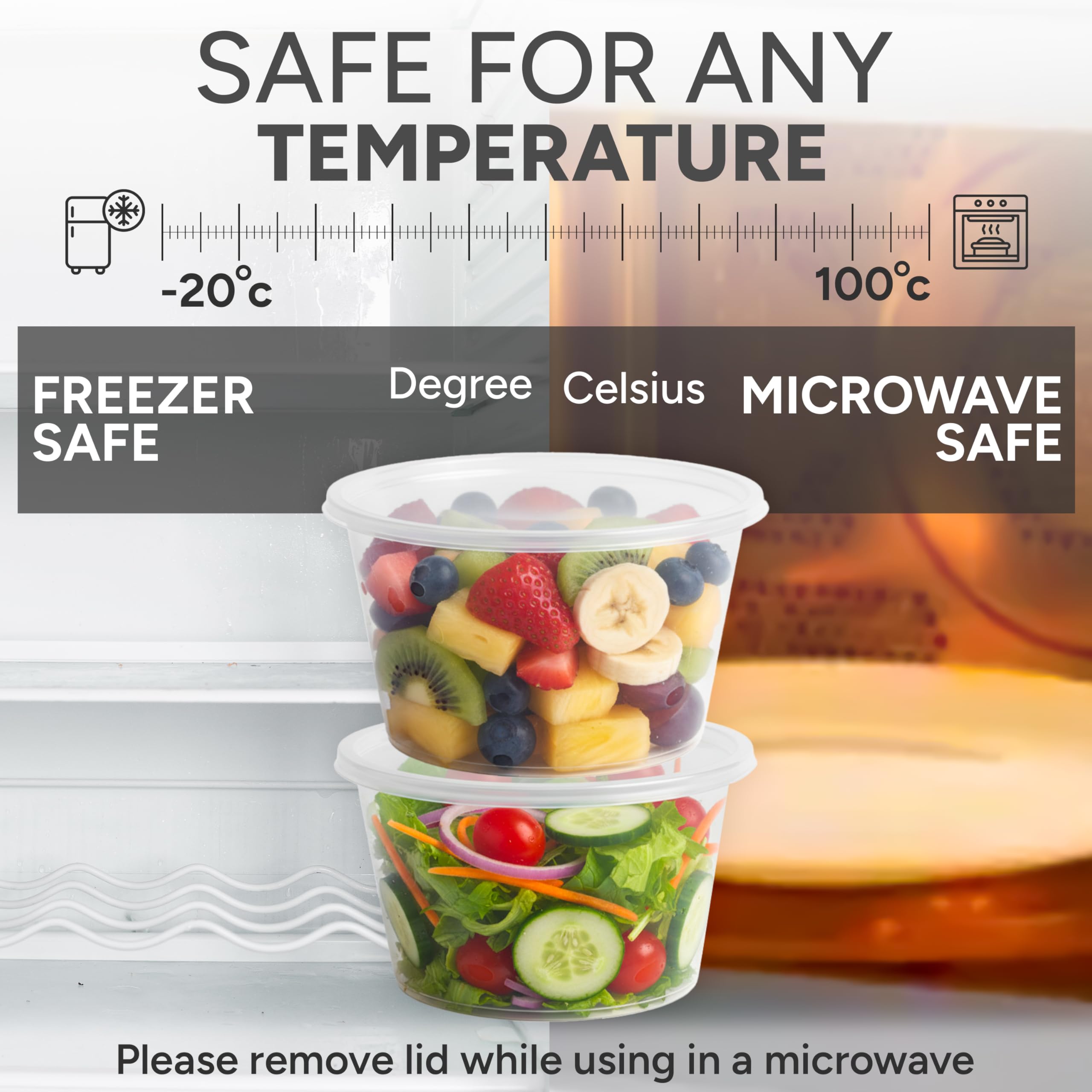 AVLASH 50 Pack 450ml (16oz) Round Stackable Plastic Food Containers with Lids | BPA-Free 5