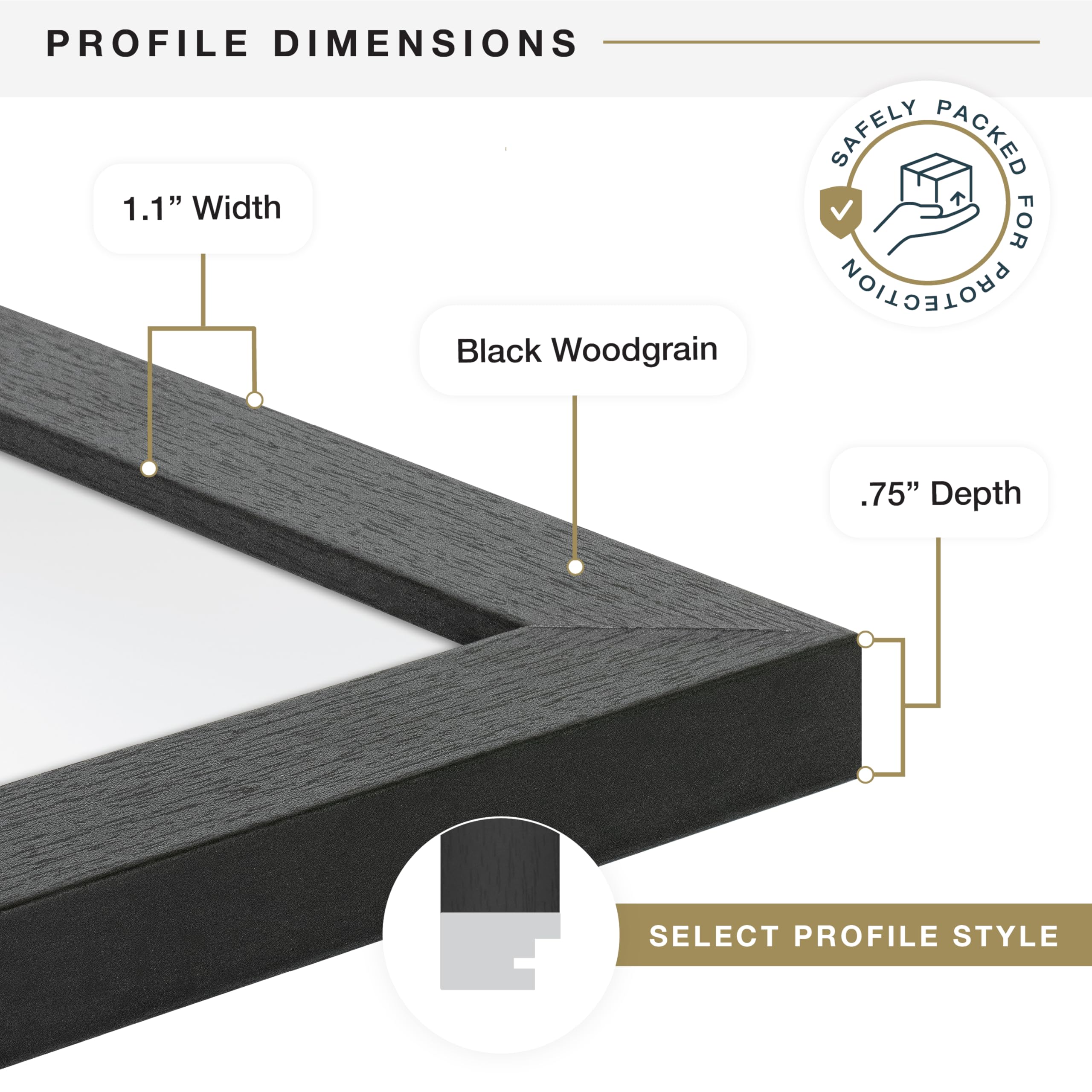 MCS Studio Gallery Frame 63713 - 11x17 Inch, Black Woodgrain Finish | Tabletop & Wall Mount 5