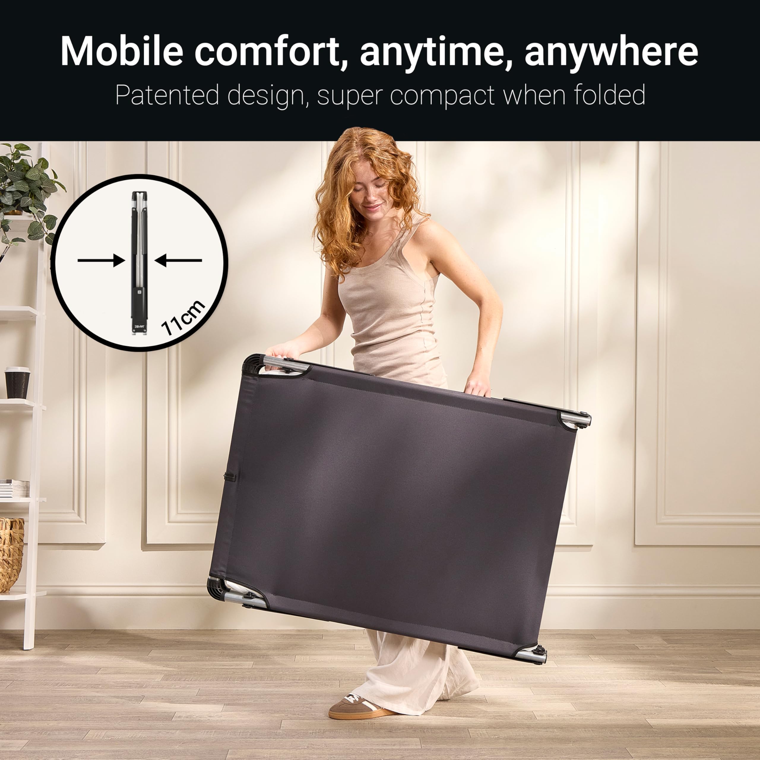 JAY-BE Mobile Folding Bed with Comfort Mattress | Single | Galvanised Steel Frame 5
