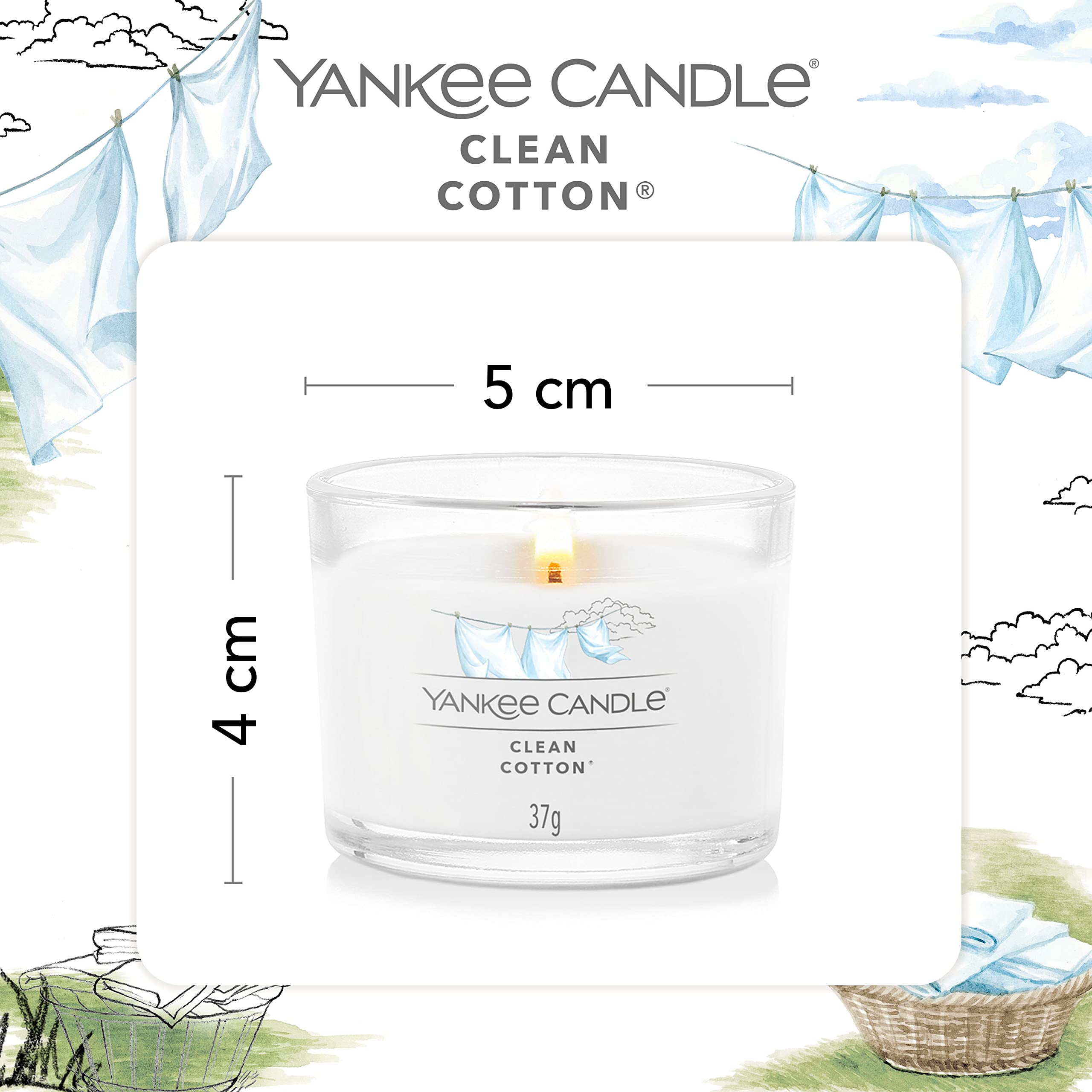 Yankee Candle Clean Cotton Scented Votive Candles Gift Set | Soy Blend Wax | 3 Count 3